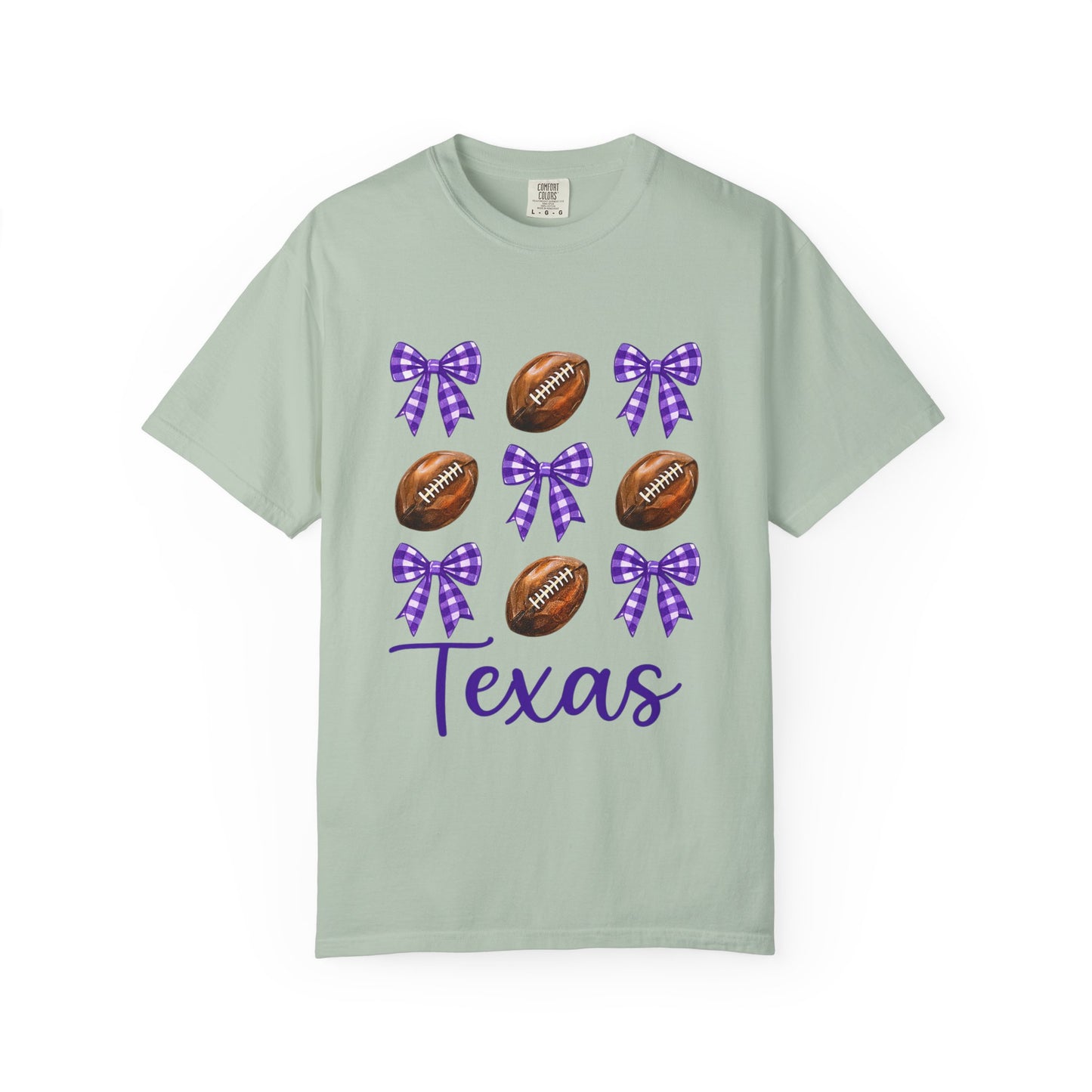 Texas Football Unisex T-Shirt with Purple Bows - Game Day Sports Apparel for Horned Frogs Fans