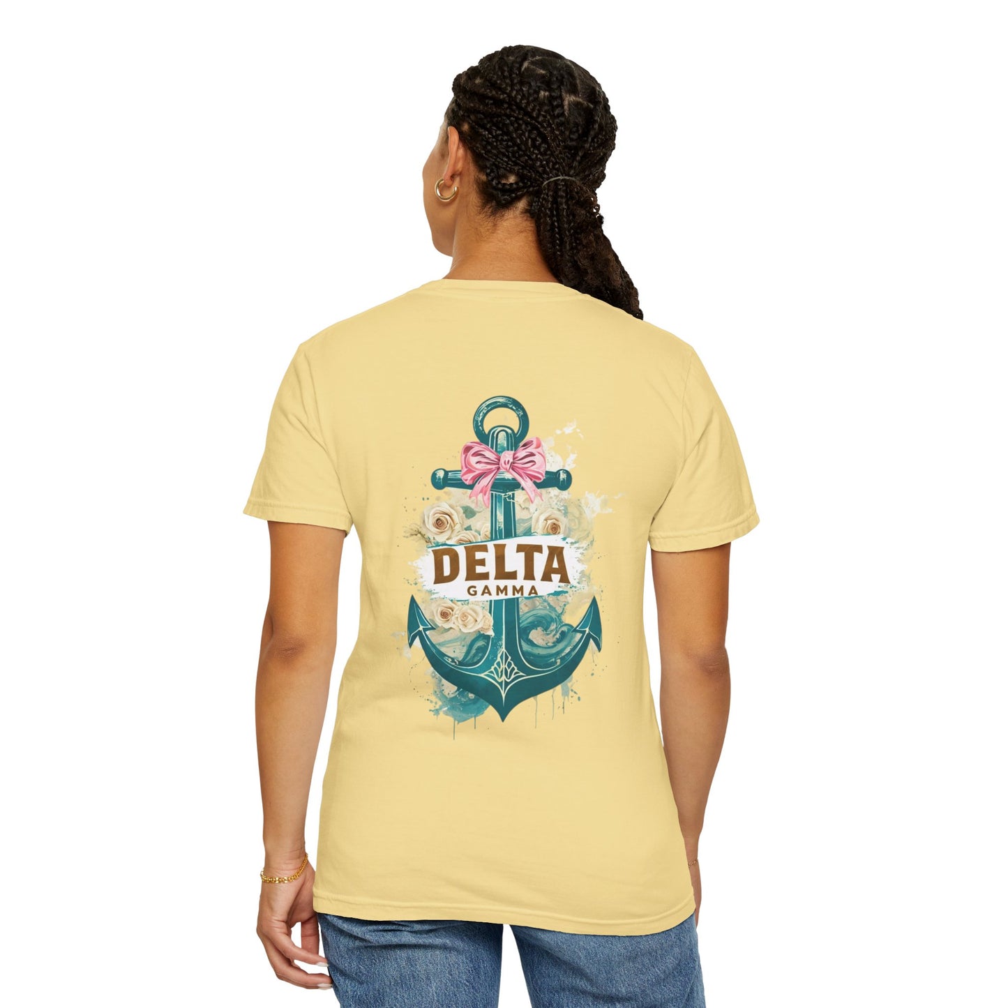 Delta Gamma Unisex Garment-Dyed T-Shirt, Sorority Pride Shirt, Nautical Design Tee, Perfect for Recruitment and Celebrations, Gift Idea
