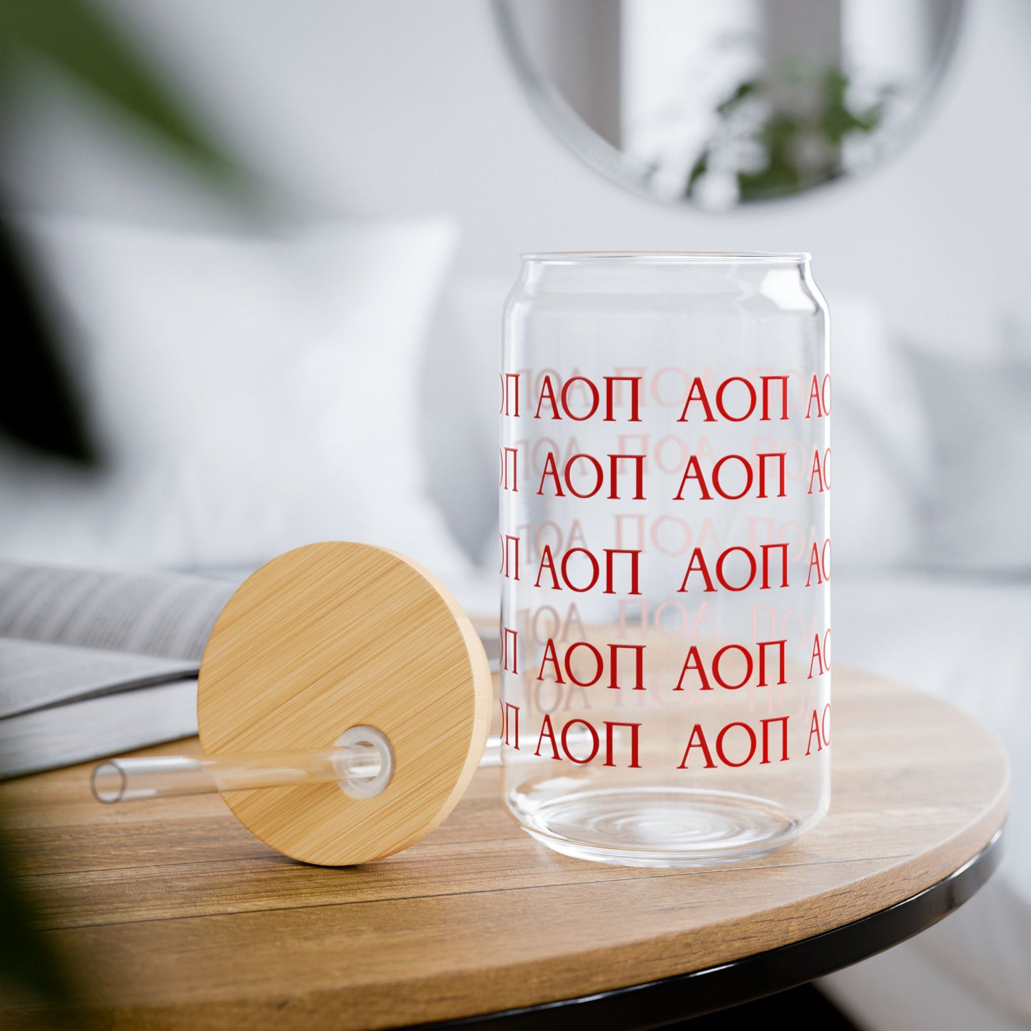 AOPI Personalized Sipper Glass, 16oz - Ideal Gift for Graduates, Eco-Friendly Drinkware for Parties, Outdoor Events, Sorority Celebrations