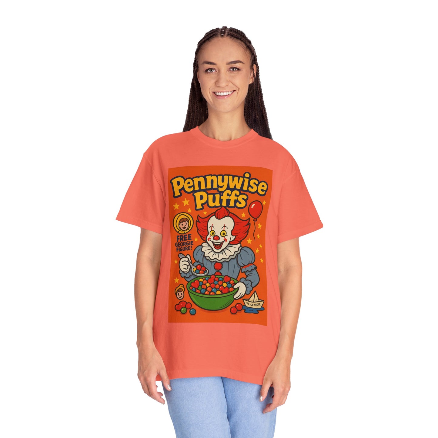 Pennywise Puffs T-Shirt | Unisex Graphic Tee for Horror Fans, Perfect for Halloween, Movie Nights, Gifts, Cosplay