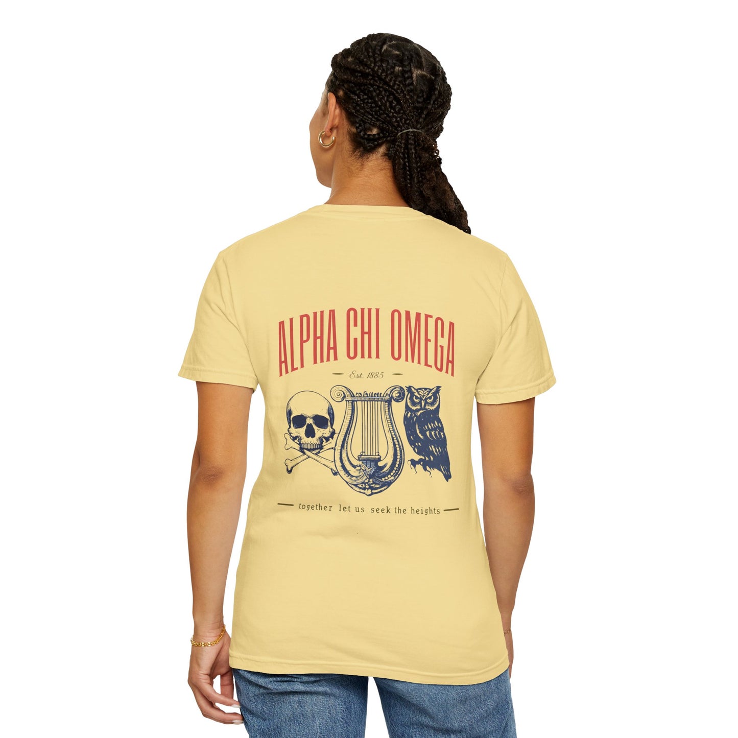 Alpha Chi Omega Garment-Dyed T-shirt, Unisex College Apparel, Sorority Shirt, Graduation Gift, Vintage Style Tee
