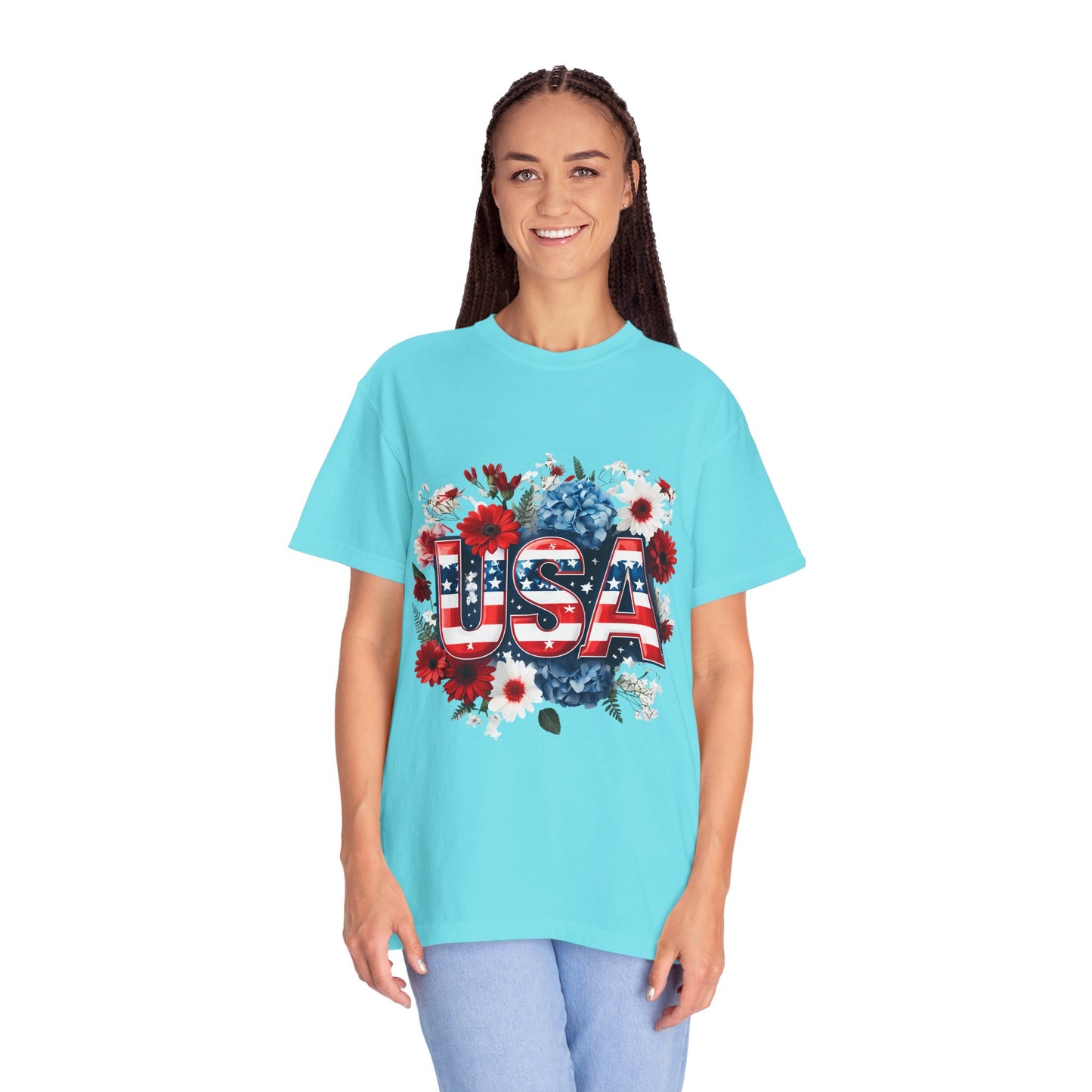 Patriotic Floral USA T-Shirt