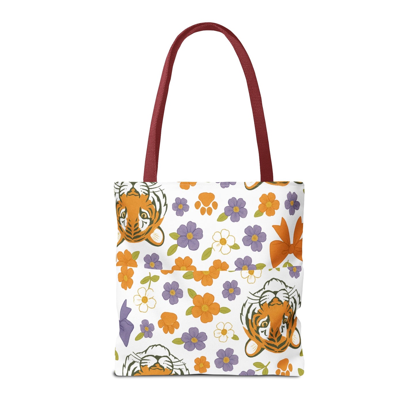 Whimsical Tiger Floral Tote Bag - Clemson Fan Gift, Graduation Gift, Alumni Gift, Cute Eco-Friendly Shopping Bag, Beach Bag, Gift for Animal Lovers, Spring & Summer Accessory