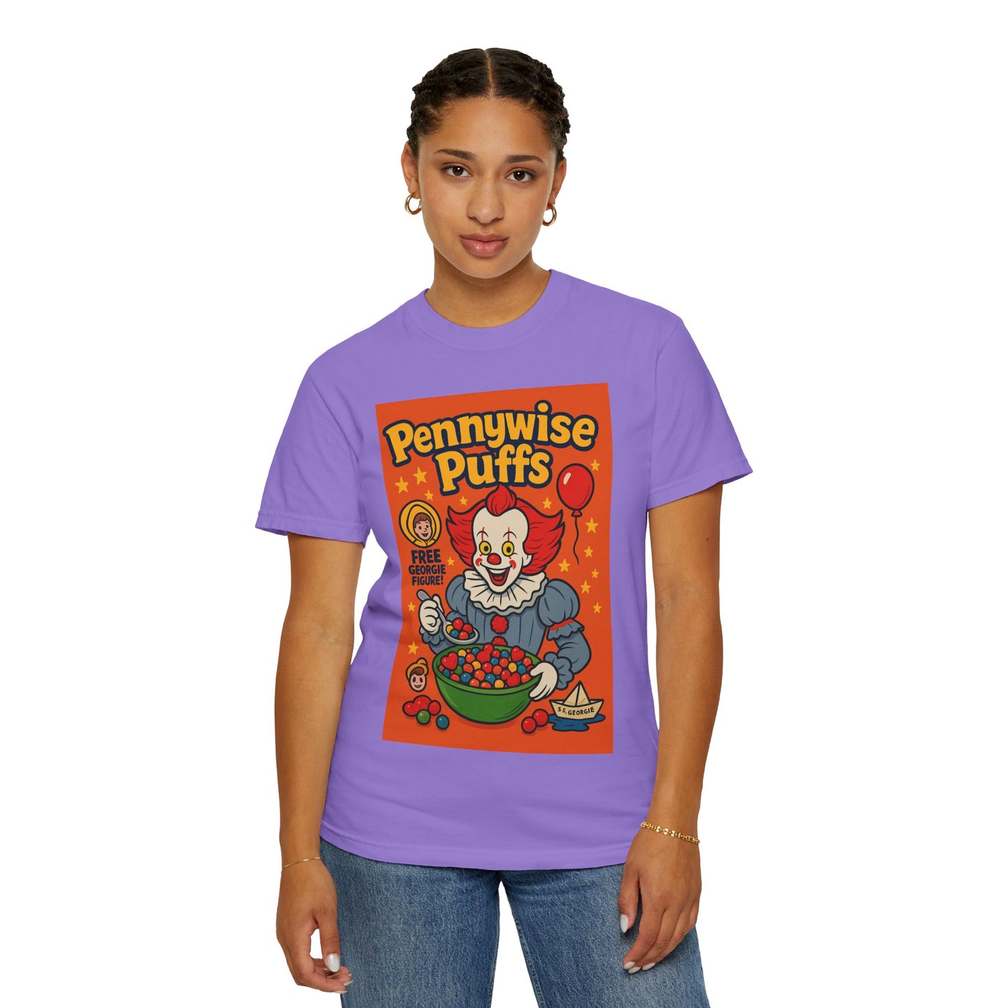 Pennywise Puffs T-Shirt | Unisex Graphic Tee for Horror Fans, Perfect for Halloween, Movie Nights, Gifts, Cosplay