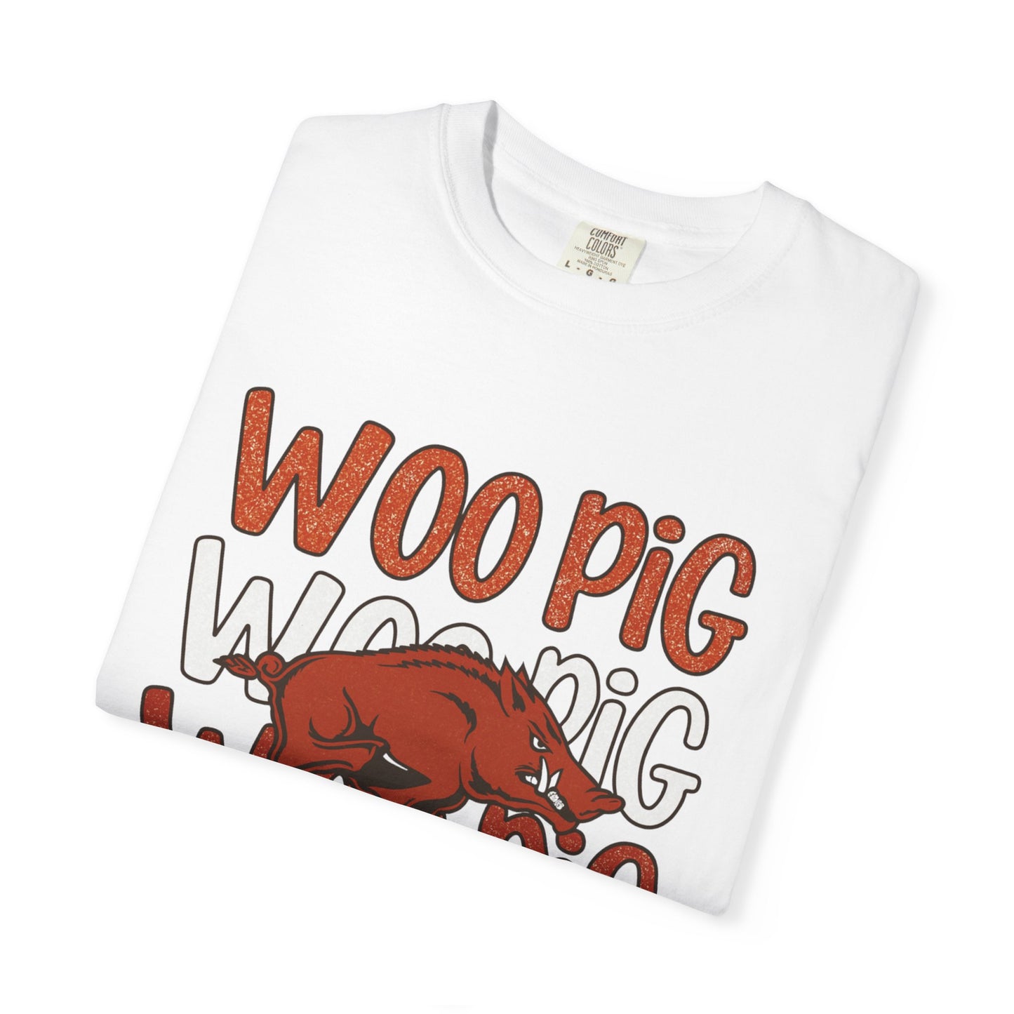Woo Pig Garment-Dyed T-Shirt, Unisex Tee, Arkansas Pride Shirt, Casual Everyday Wear, College Game Day Tee, Fun Graphic Tee