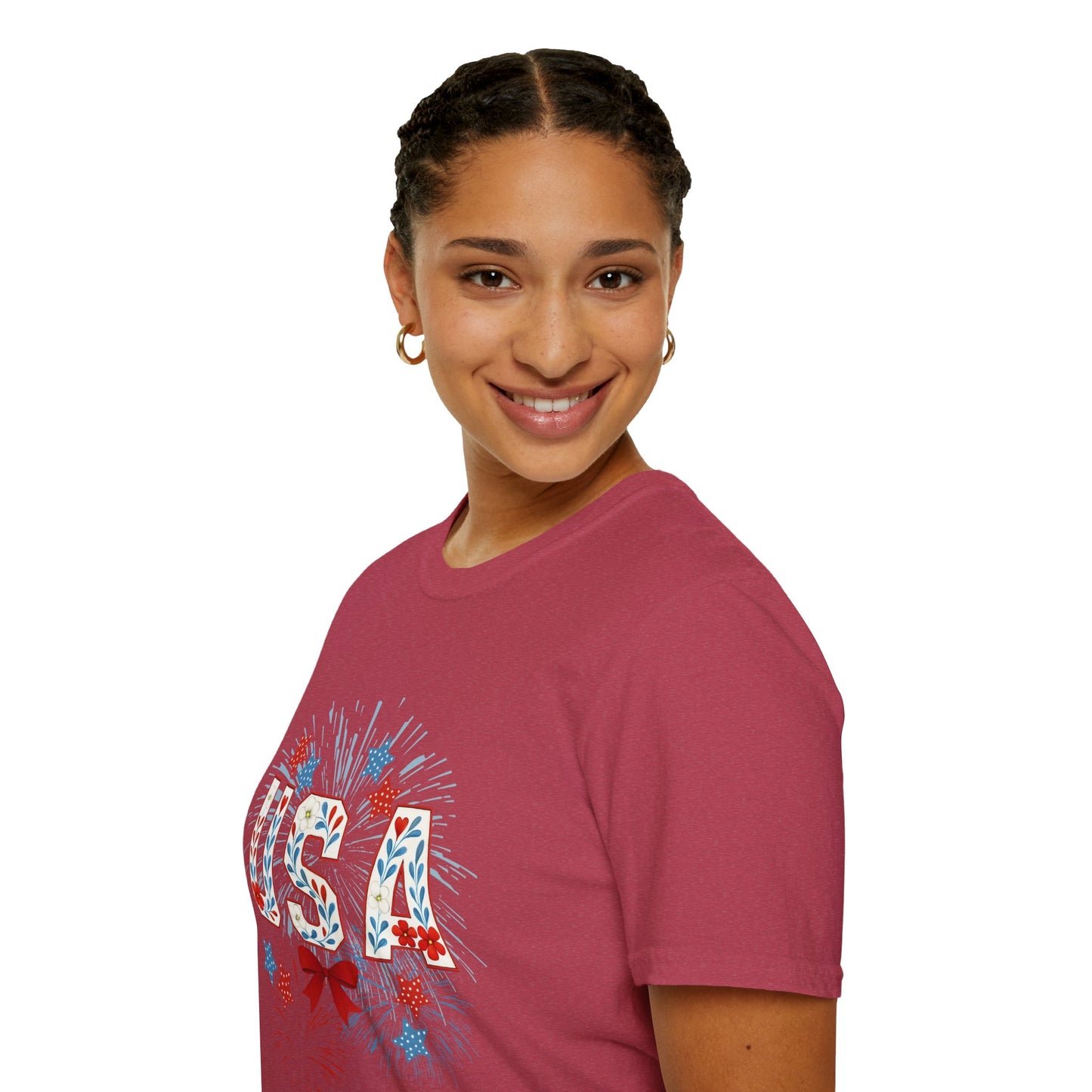 Patriotic USA Fireworks T-Shirt, 4th of July Tee, Unisex Graphic Shirt, Independence Day Apparel, Stars and Stripes Clothing
