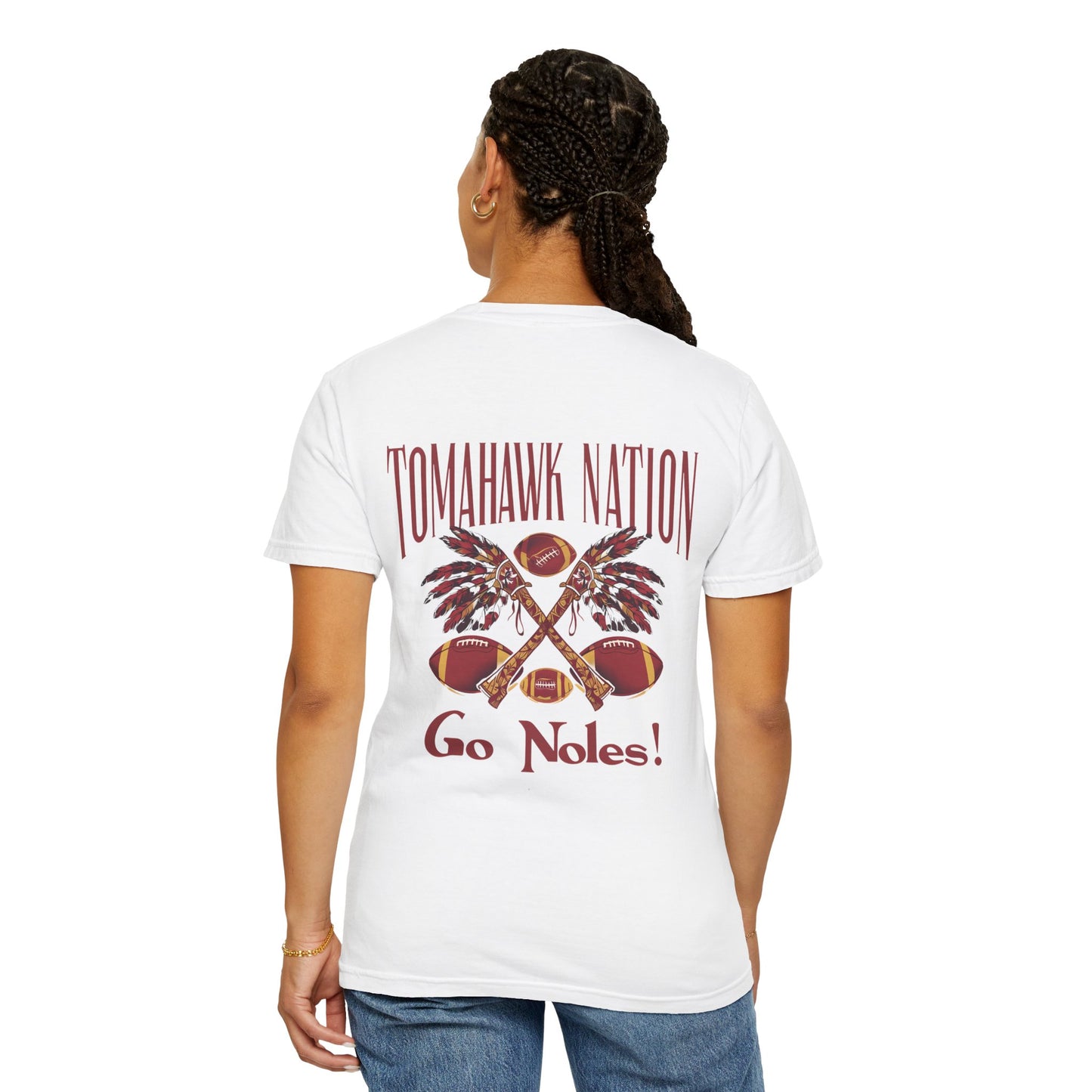 Tomahawk Nation T-Shirt, Unisex College Football Tees, Garment-Dyed Fan Apparel, Go Noles Spirit Wear, Game Day Outfit