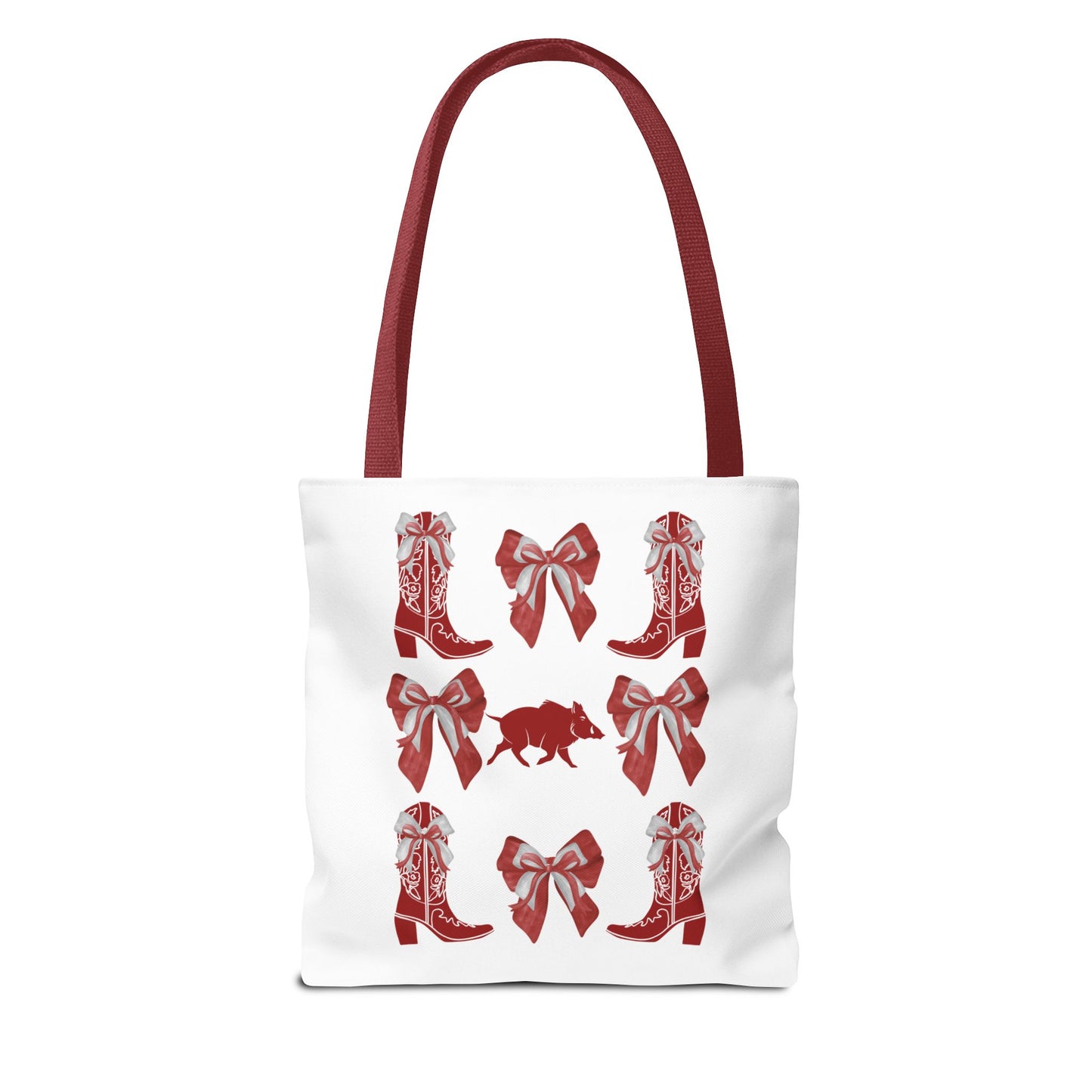 Arkansas Coquette Bow Chic Tote Bag - Stylish Carryall for Cowgirls, Woo Pig Gifts, AR Razorback Fan Gift, Arkansas Game Day Tote, Graduation Gift, Arkansas Alumni