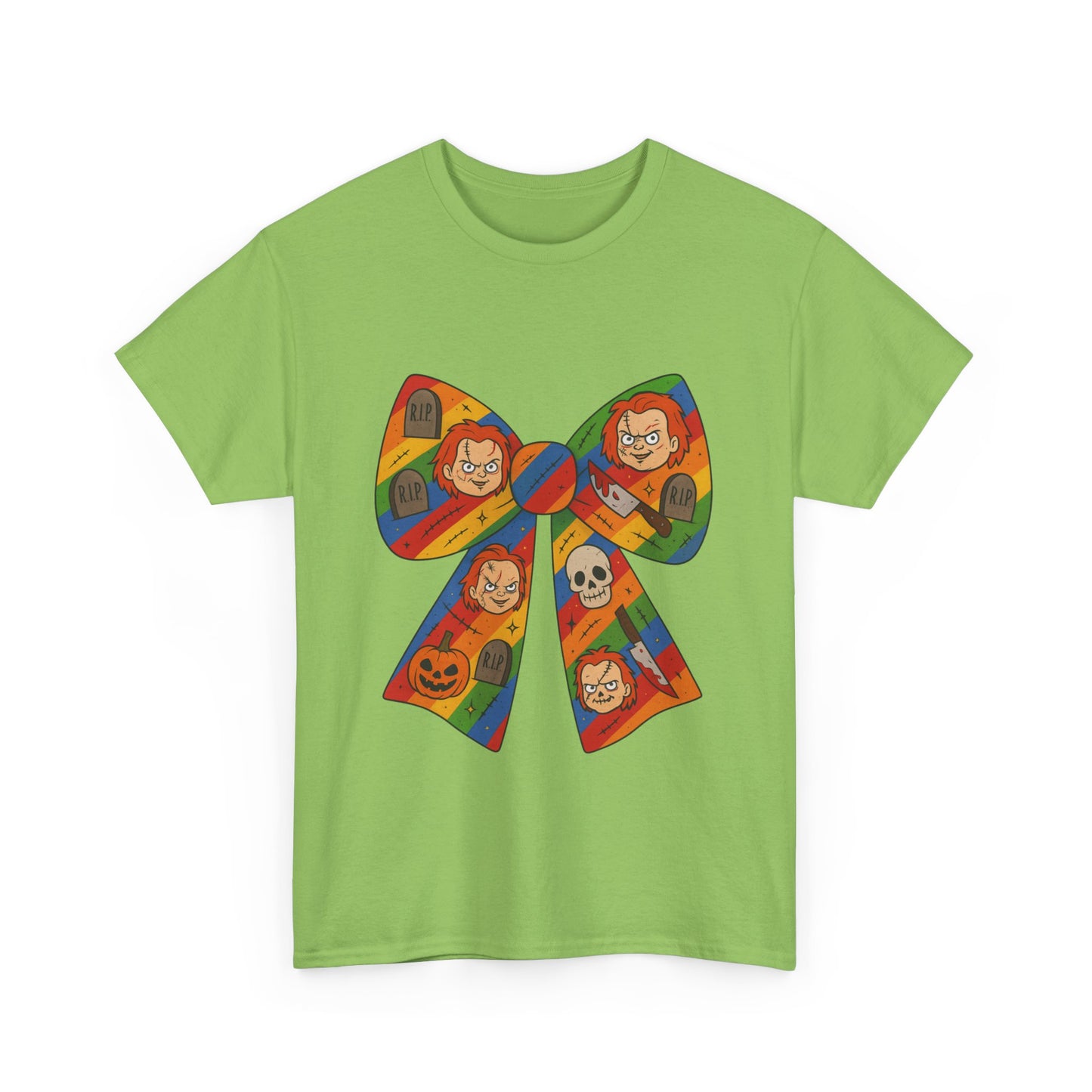 Colorful Halloween Bow Tee, Fun Costume T-Shirt, Halloween Party Shirt, Unisex Graphic Tee, Cozy Everyday Wear, Unique Gift Idea