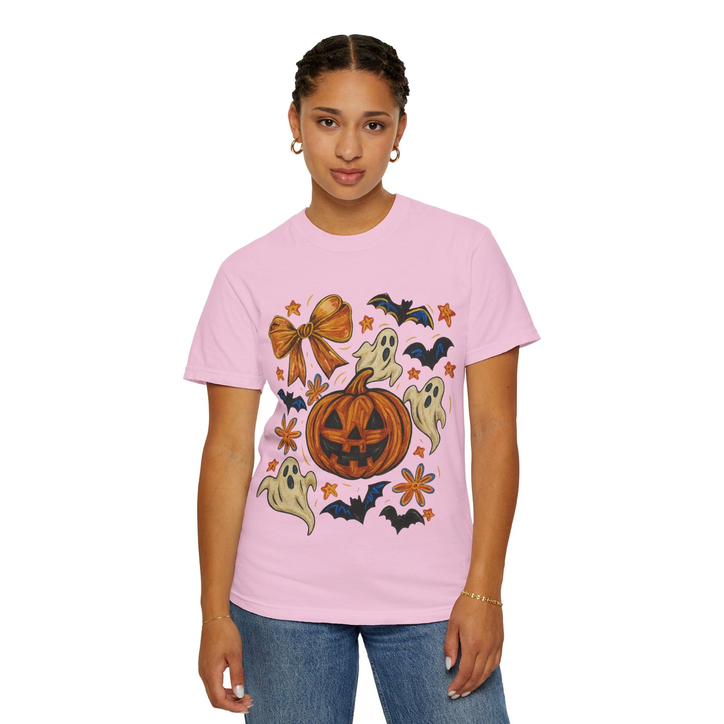 Halloween Ghost & Pumpkin T-shirt, Spooky Season Shirt, Fall Tee, Unisex Halloween Apparel, Ghostly Graphic Tee, Pumpkin Graphic Shirt