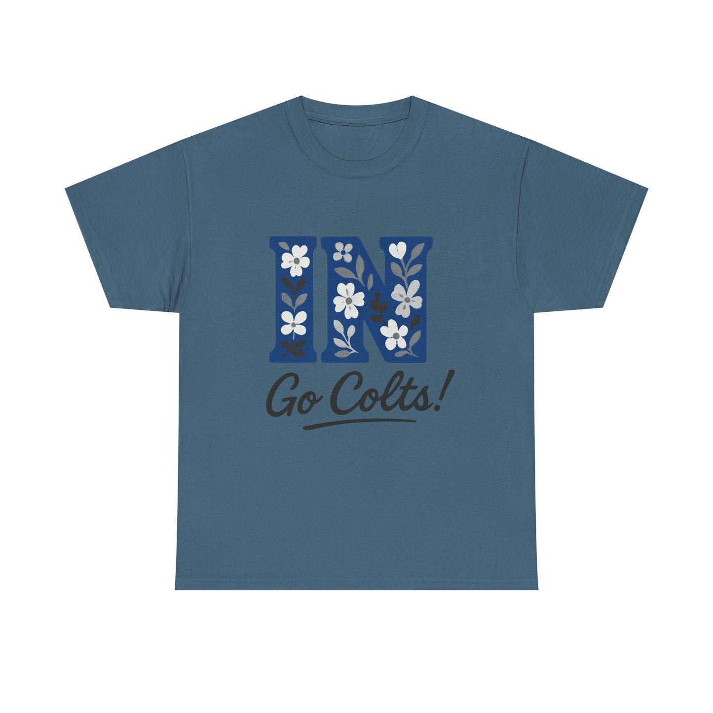 Floral Colts Tee | Unisex Heavy Cotton Tee for Sports Fans, Indiana Pride
