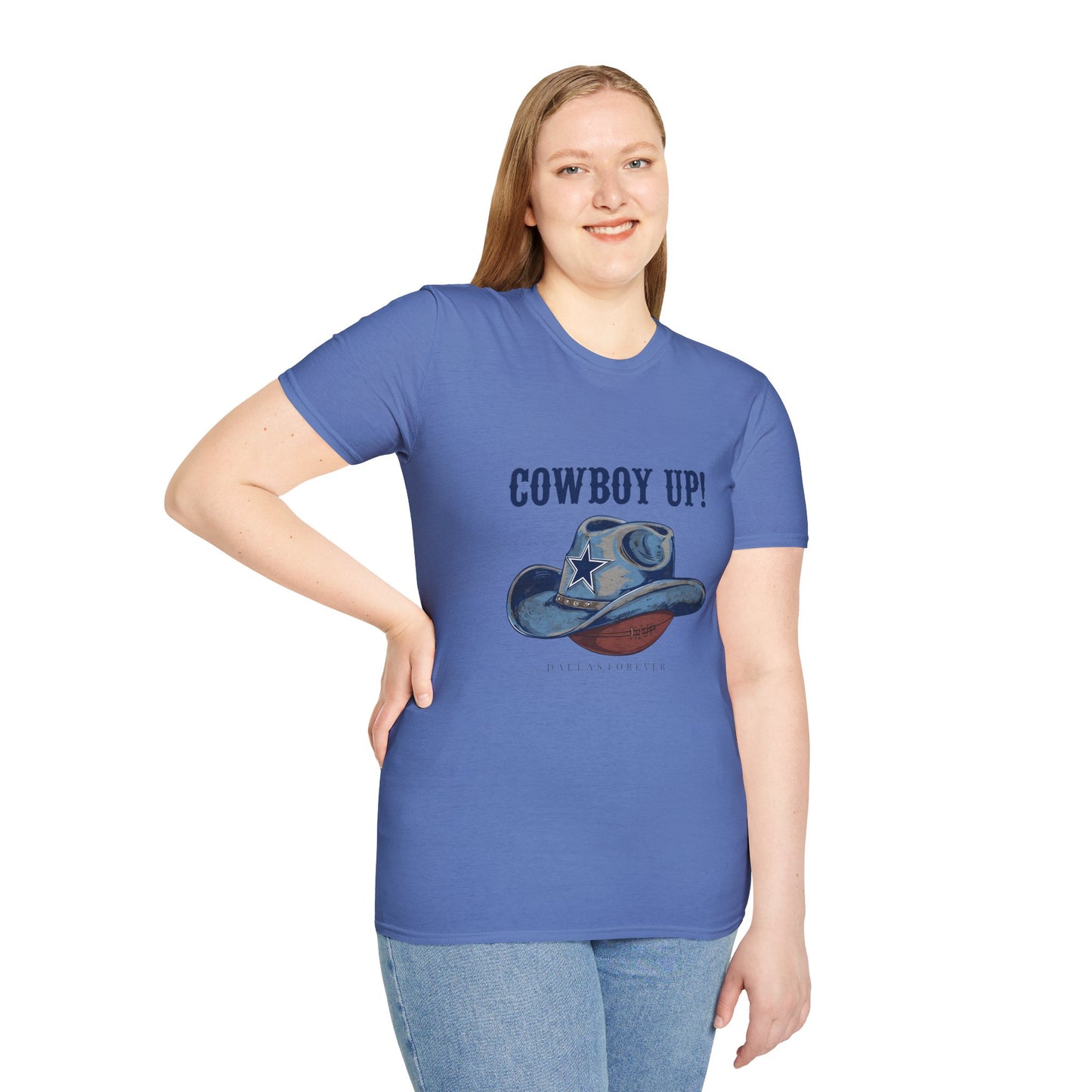 Cowboy Up! Unisex Softstyle T-Shirt - Casual Western Tee for Rodeos, Country Events, Fun Graphic Shirt, Everyday Wear
