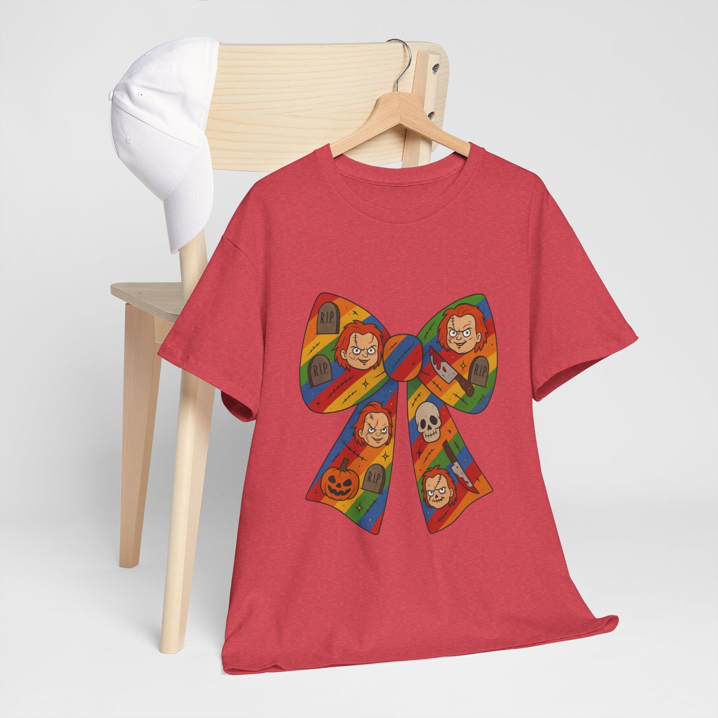 Colorful Halloween Bow Tee, Fun Costume T-Shirt, Halloween Party Shirt, Unisex Graphic Tee, Cozy Everyday Wear, Unique Gift Idea