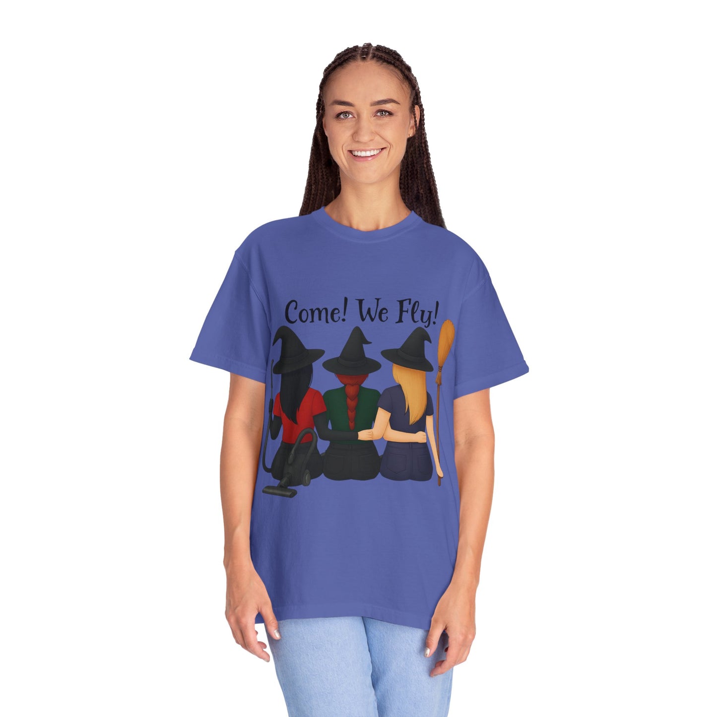 Witchy Halloween T-shirt - Come We Fly Unisex Garment-Dyed Tee