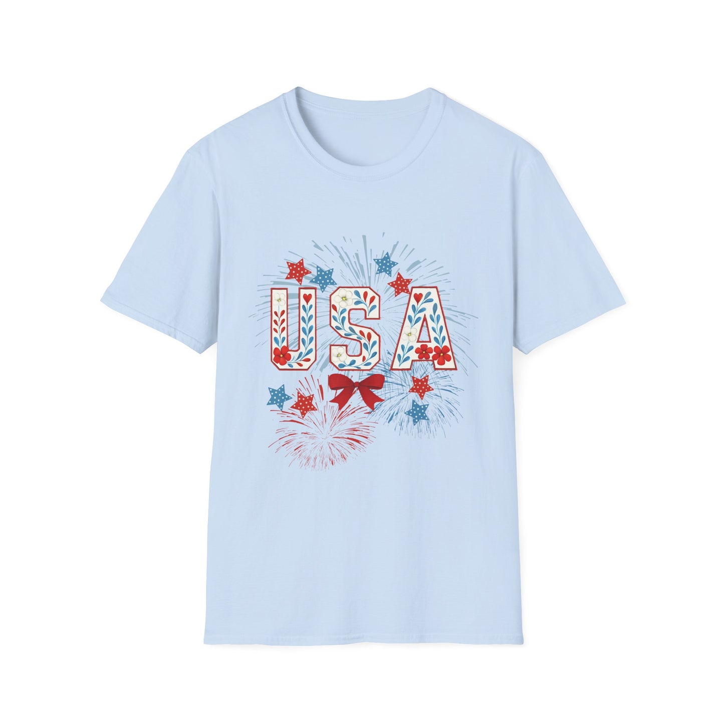 Patriotic USA Fireworks T-Shirt, 4th of July Tee, Unisex Graphic Shirt, Independence Day Apparel, Stars and Stripes Clothing