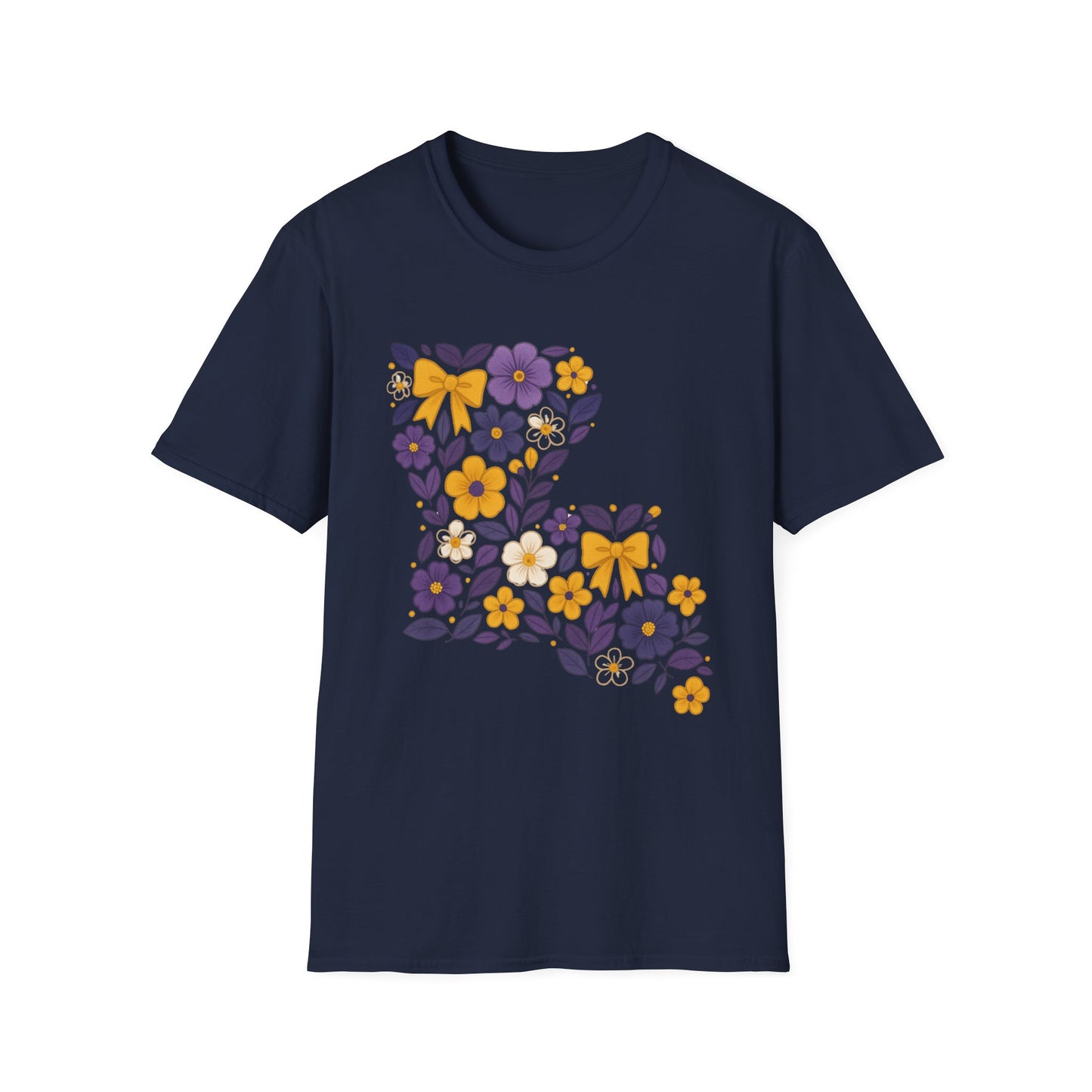 Louisiana Floral Graphic Tee, Casual Unisex T-Shirt, Spring Fashion, Gift for Nature Lovers, Summer Outfit, Southern Pride