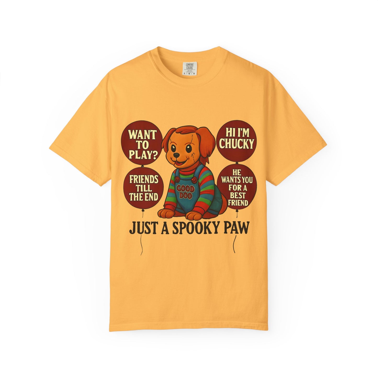 Spooky Graphic T-shirt, Halloween Costume Top, Unisex Tee, Funny Chucky Shirt, Gift for Horror Fans, Cute Spooky Apparel