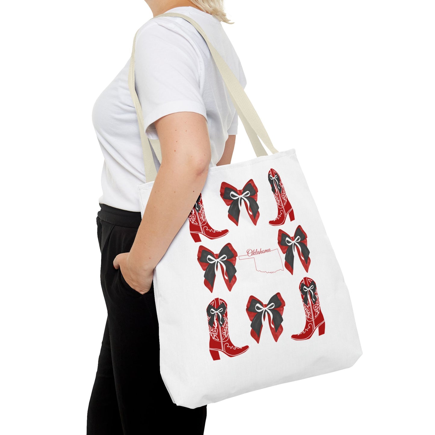 Tote Bag - Oklahoma Game Day Coquette Bow Design Fan Gift