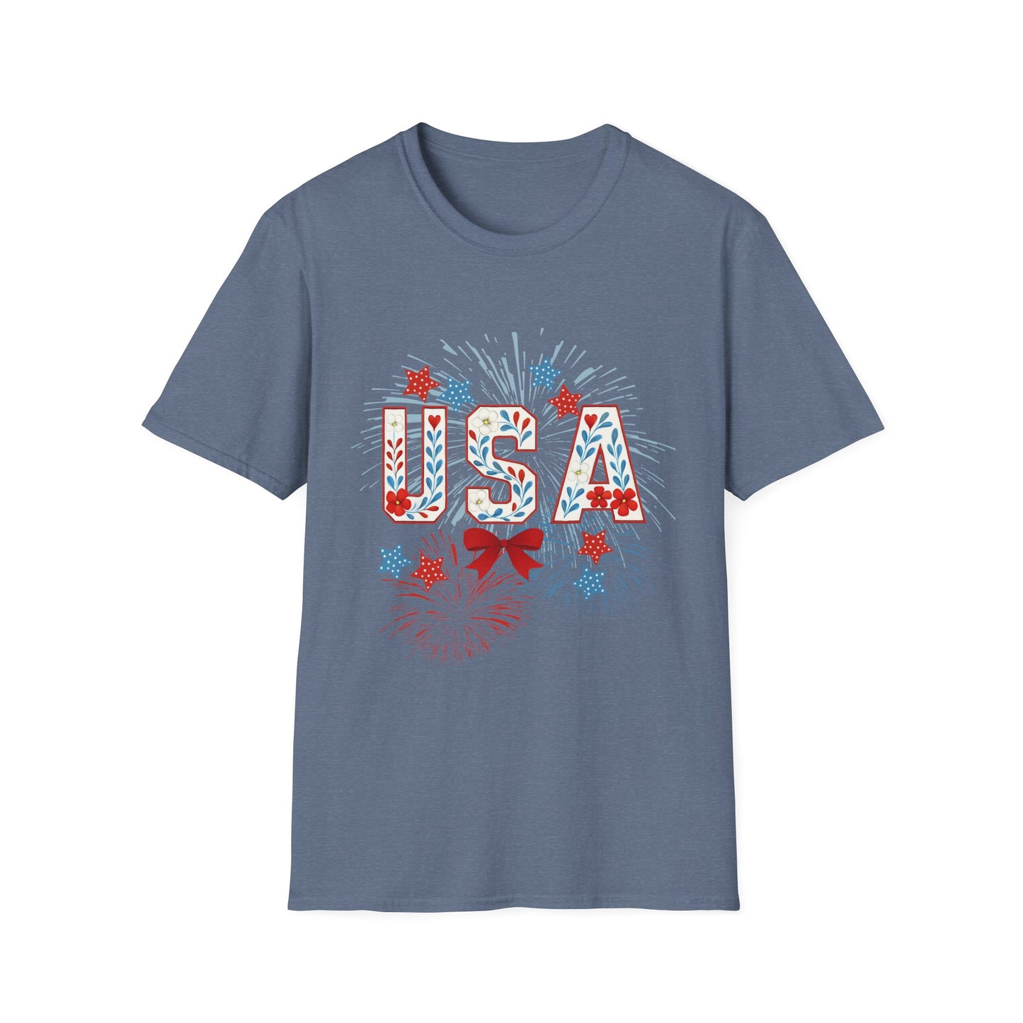 Patriotic USA Fireworks T-Shirt, 4th of July Tee, Unisex Graphic Shirt, Independence Day Apparel, Stars and Stripes Clothing