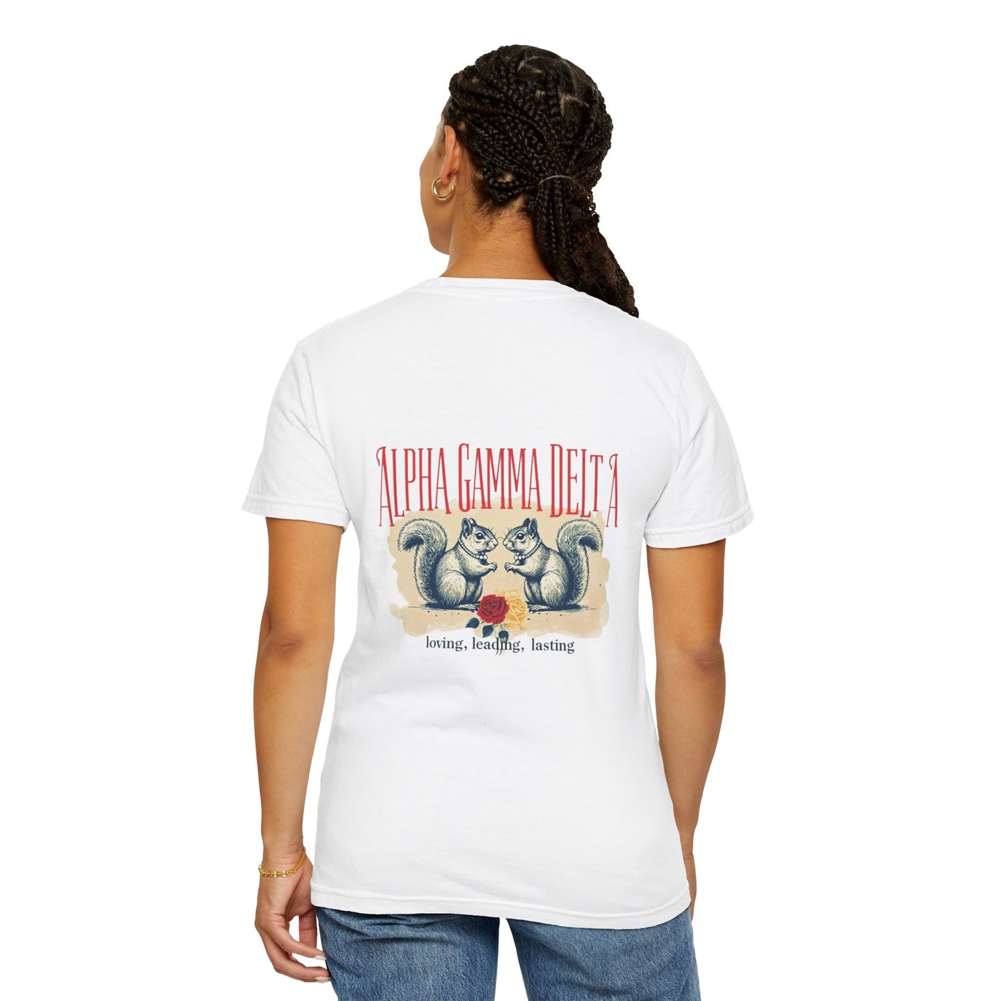 AGD Charming Sorority T-Shirt, Squirrel Design, Unisex Apparel, Perfect Gift, Casual Wear, College Life, Greek Life, Fraternity Events