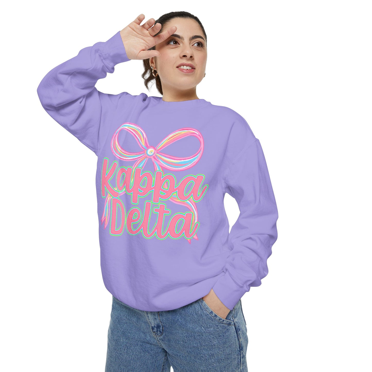 KD Comfort Colors Garment-Dyed Sweatshirt, Sorority Apparel, Cozy Gift, College Sweatshirt, Valentine's Day Gift, Customizable Sweater
