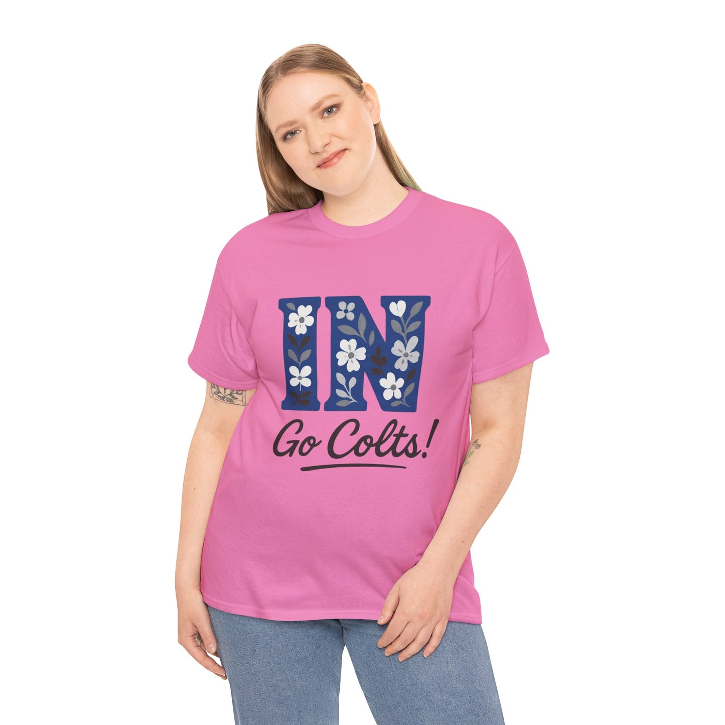 Floral Colts Tee | Unisex Heavy Cotton Tee for Sports Fans, Indiana Pride