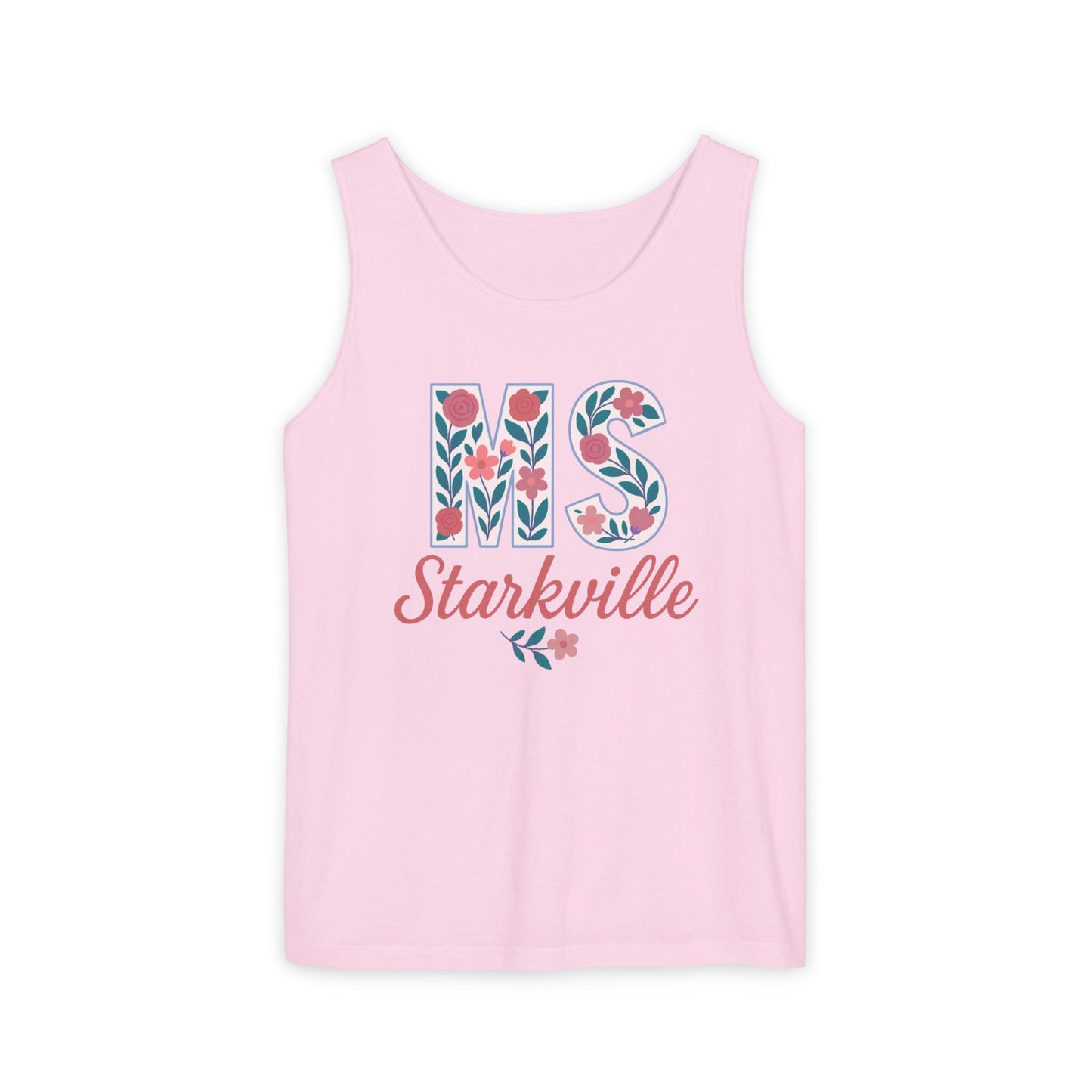 Mississippi Floral Monogram Summer Tank Top, Comfort Colors, Perfect for Casual Outings, Gifts, Beach Days, Graduation Celebrations,