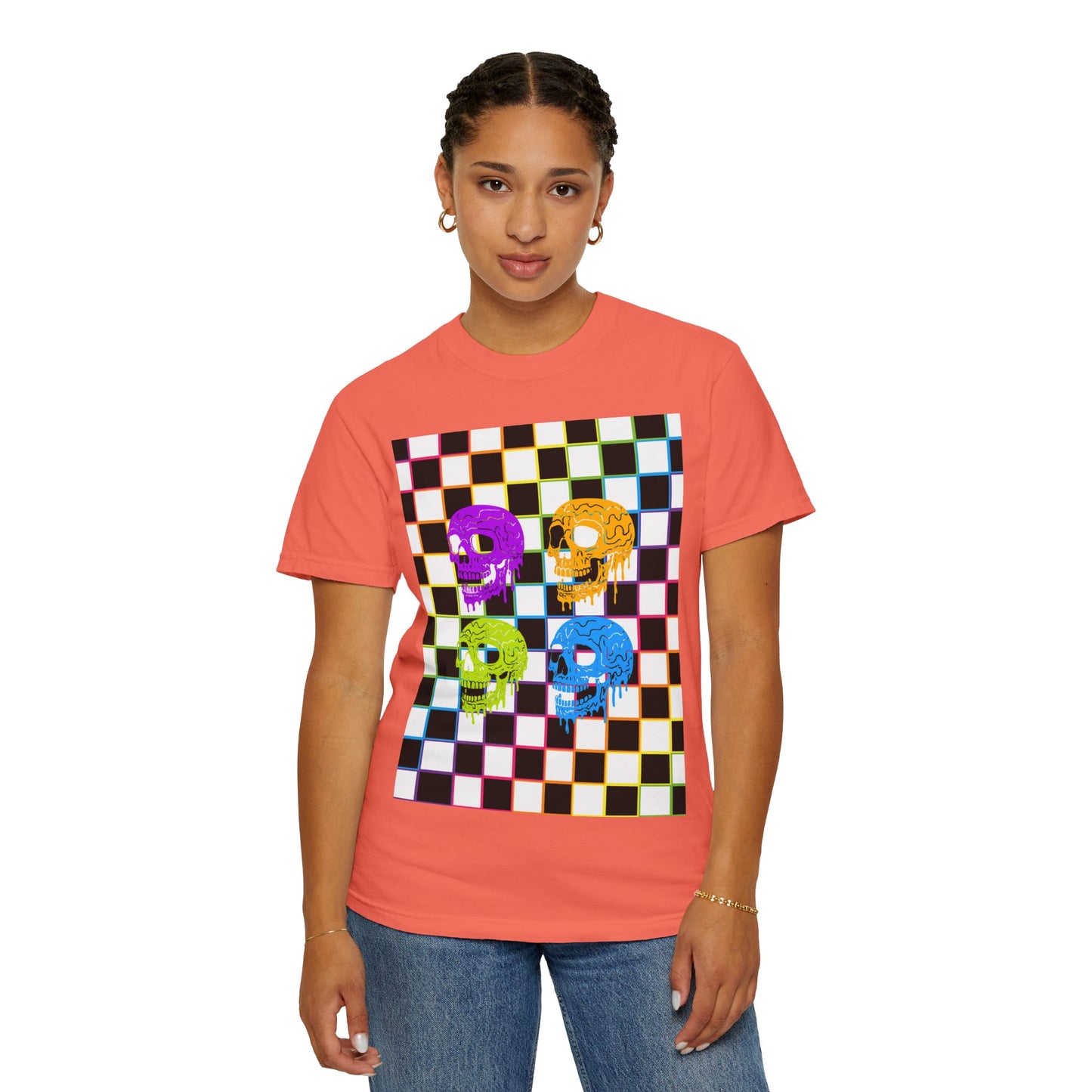 Vibrant Skull Graphic T-Shirt, Unisex Tee, Halloween Outfit, Alternative Fashion, Festival Wear, Casual Street Style