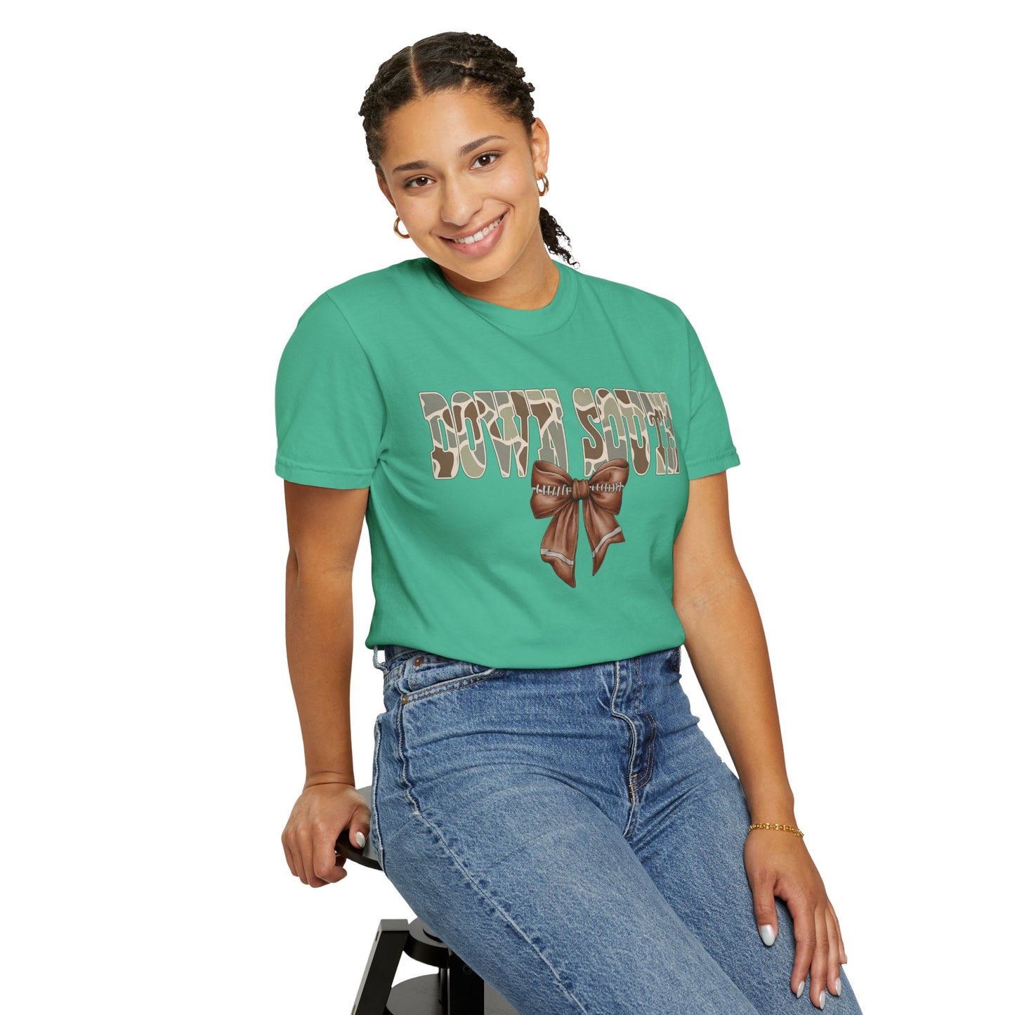 Camo Bow Graphic Tee - Trendy Apparel for Casual Outings and Birthdays