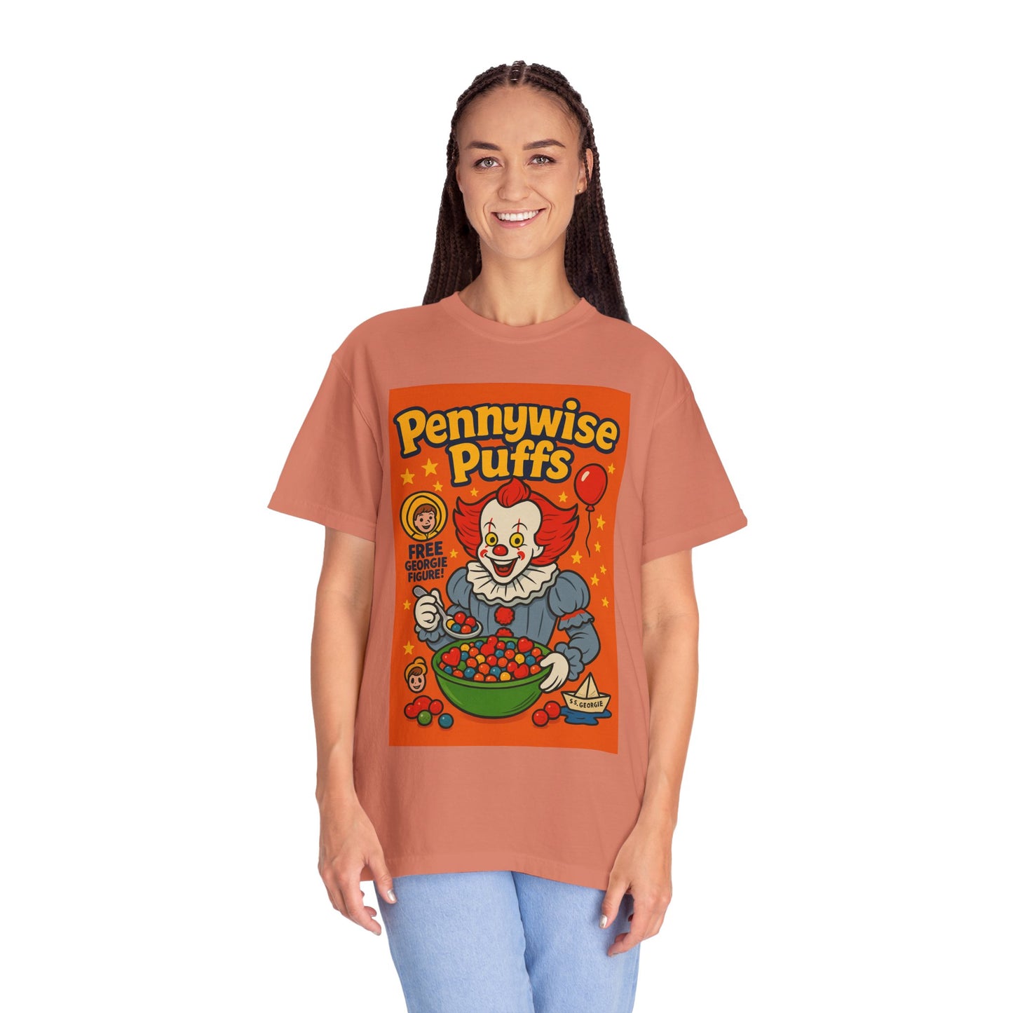 Pennywise Puffs T-Shirt | Unisex Graphic Tee for Horror Fans, Perfect for Halloween, Movie Nights, Gifts, Cosplay