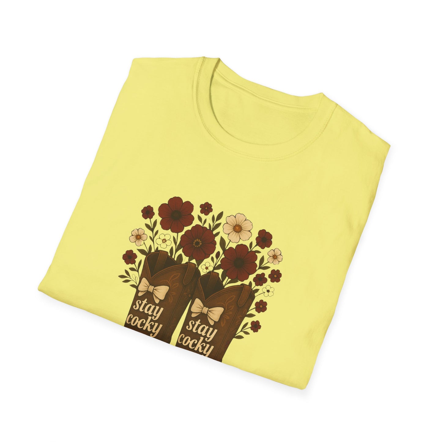 Sc stay cocky coquette t-shirt, Lucky Cowboy Boots T-Shirt, Country Style Tee, Floral Graphic Shirt, Gift for sc fan, go gamecocks, sc game day, graduation gift, college student gift