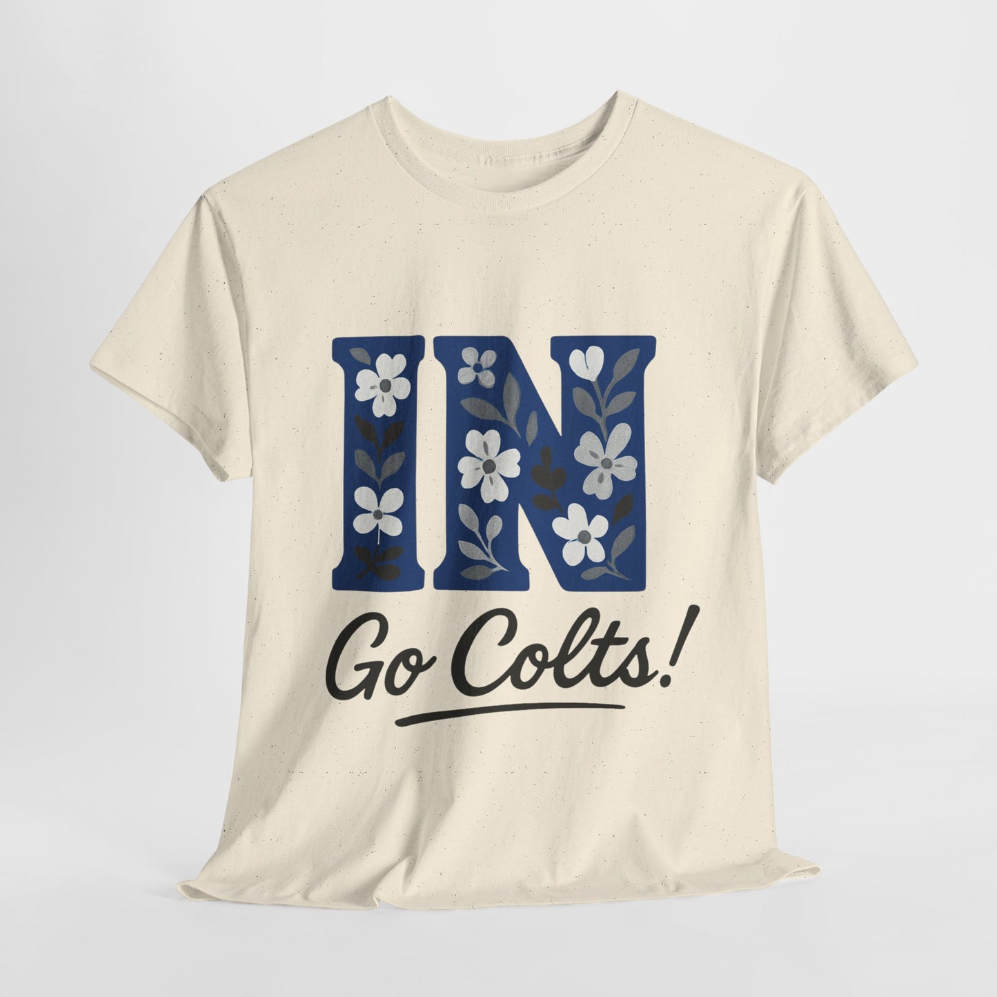 Floral Colts Tee | Unisex Heavy Cotton Tee for Sports Fans, Indiana Pride