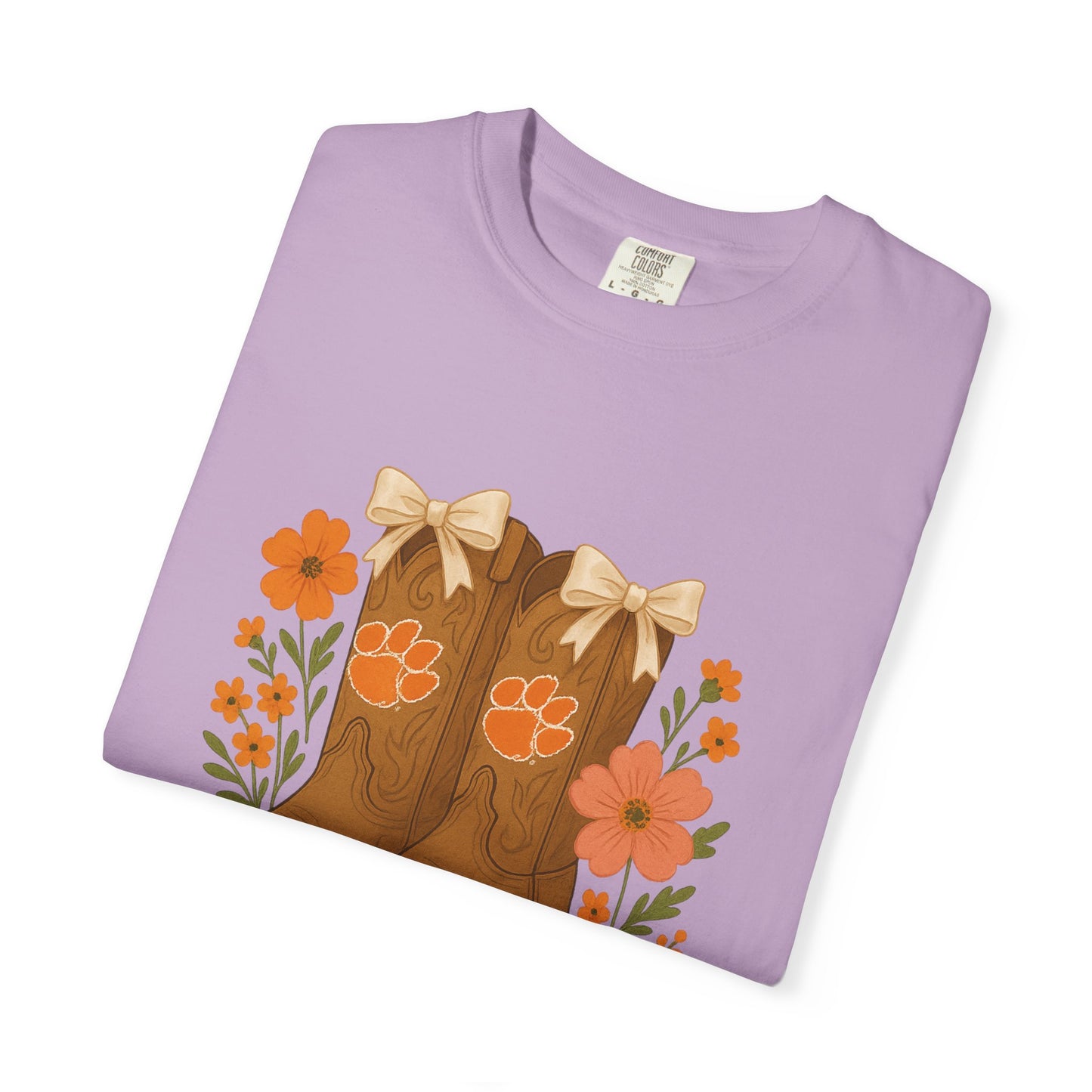 Cowgirl Boots Floral T-Shirt, Go Tigers Game Day, Comfort Colors
