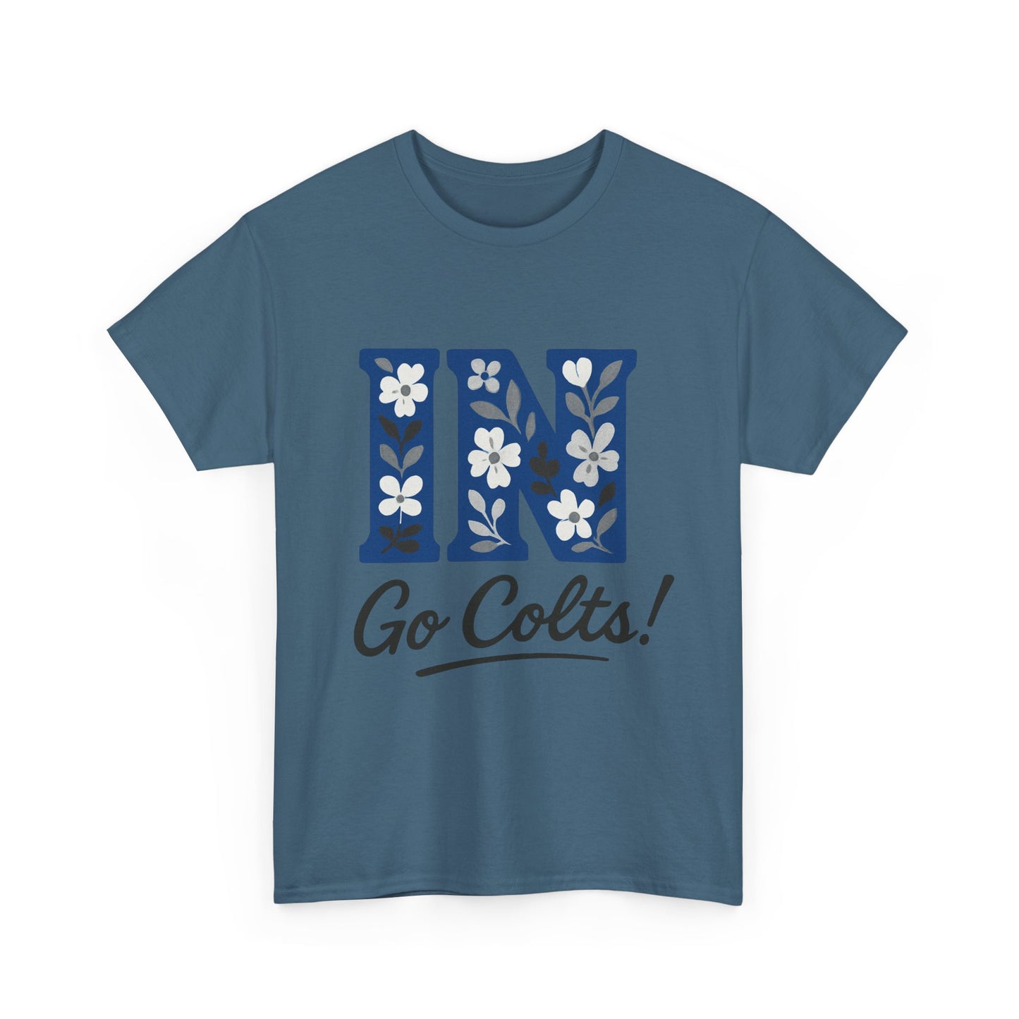 Floral Colts Tee | Unisex Heavy Cotton Tee for Sports Fans, Indiana Pride