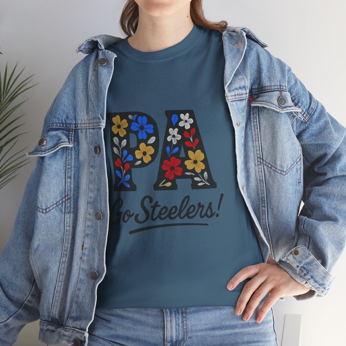 Sports Fan Tee - Floral PA Go Steelers Unisex Heavy Cotton Tee