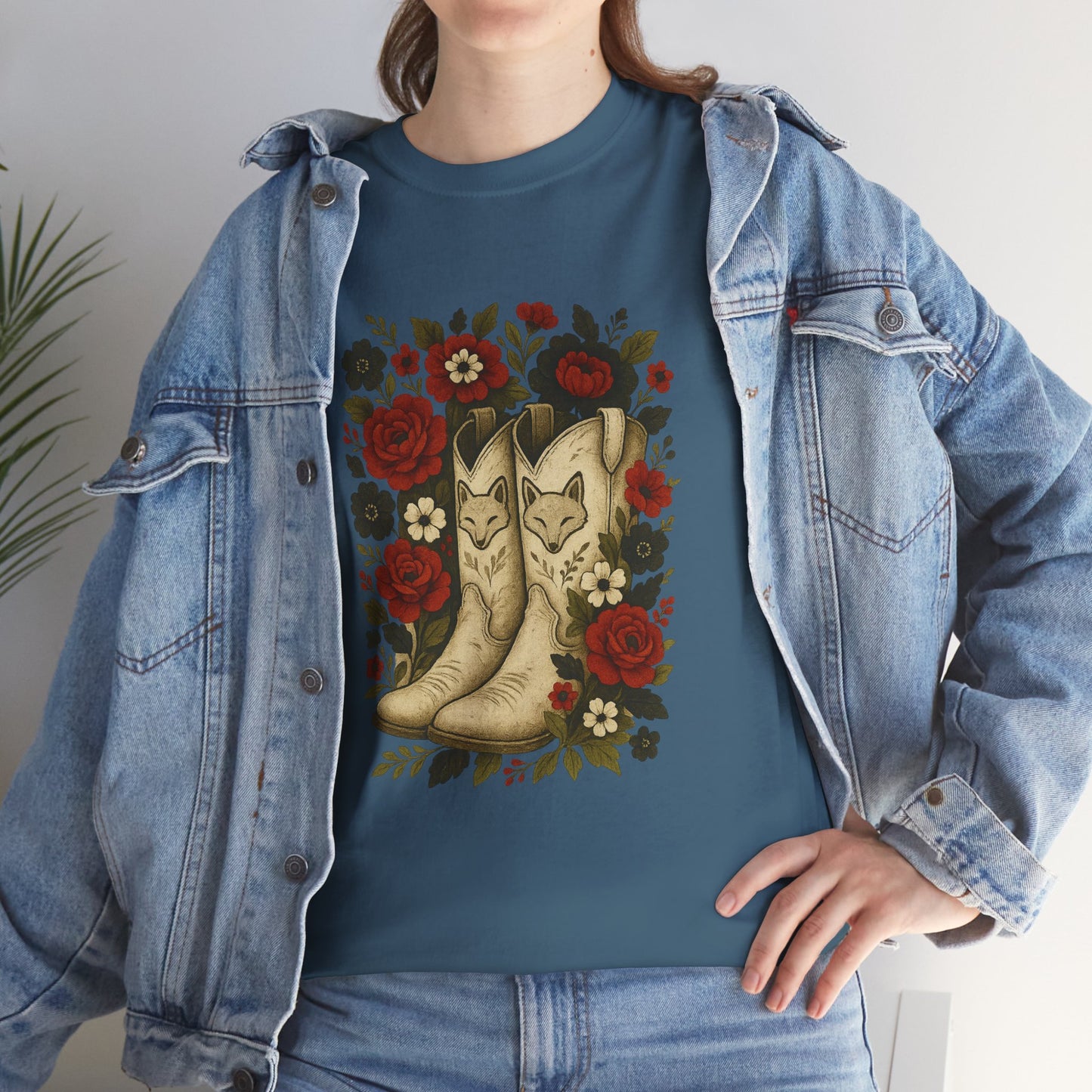 AR State Red Wolves Vintage Floral Cowboy Boots Tee