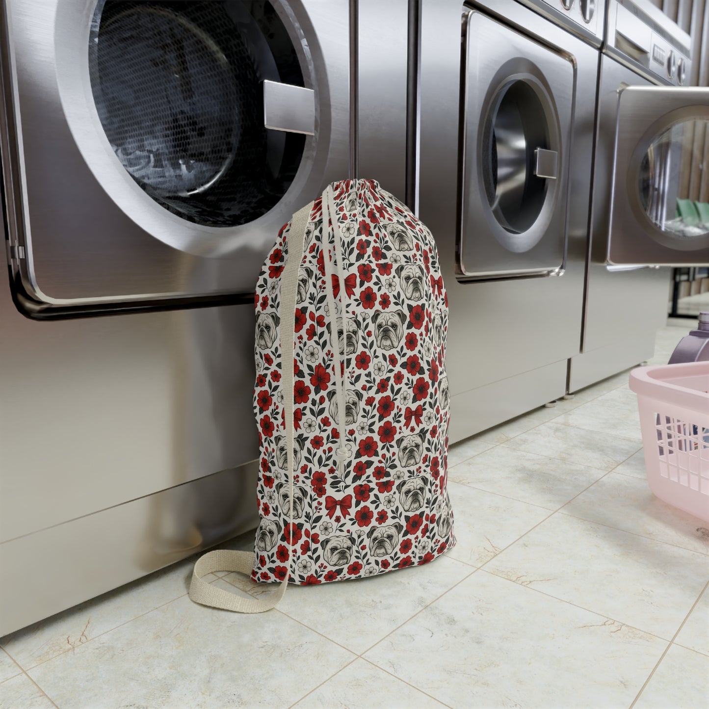 Cute Floral Dog Laundry Bag, Pet Lover Gift, Home Organization, Charms, Stylish Storage, Dog Mom Gift, Red Poppy Design