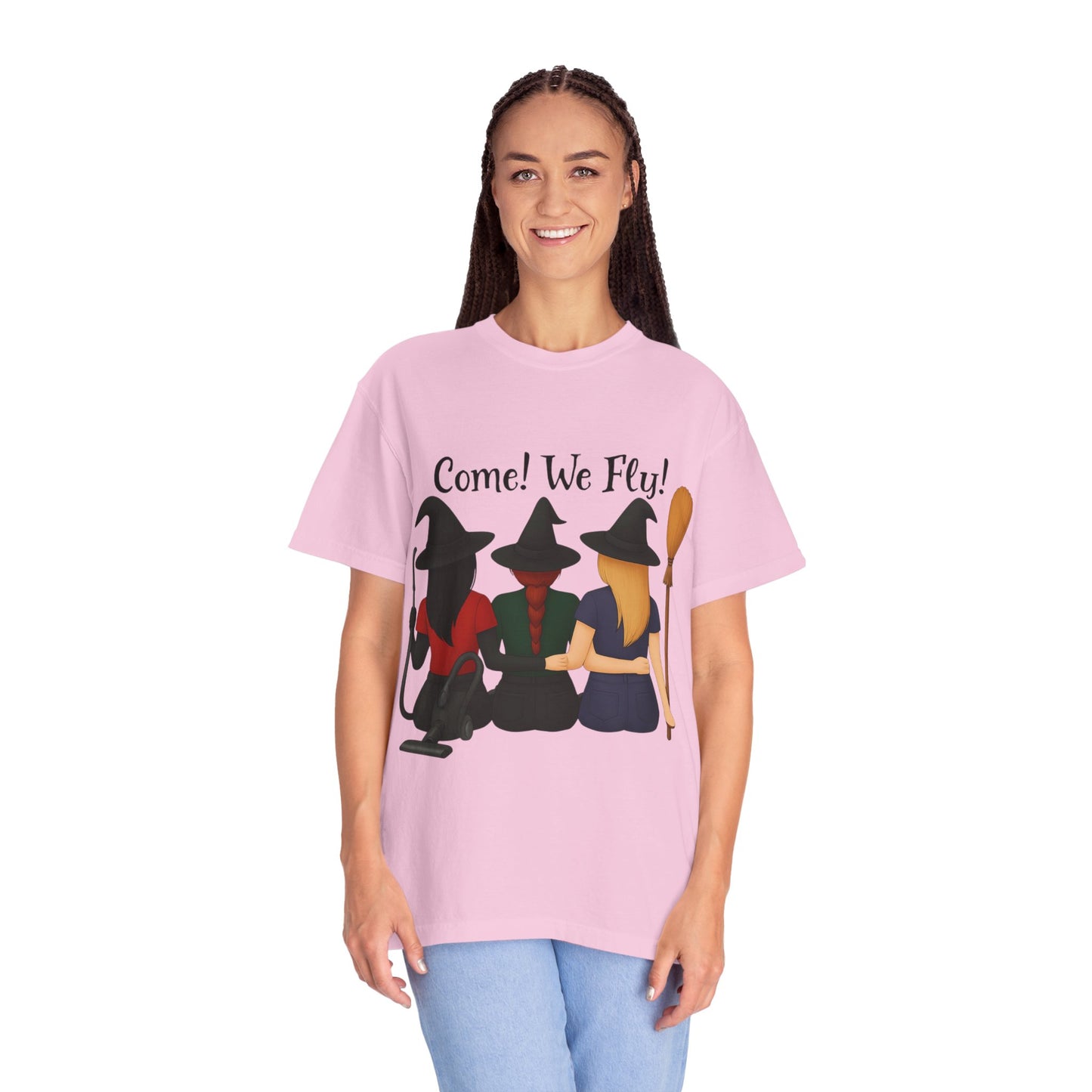 Witchy Halloween T-shirt - Come We Fly Unisex Garment-Dyed Tee