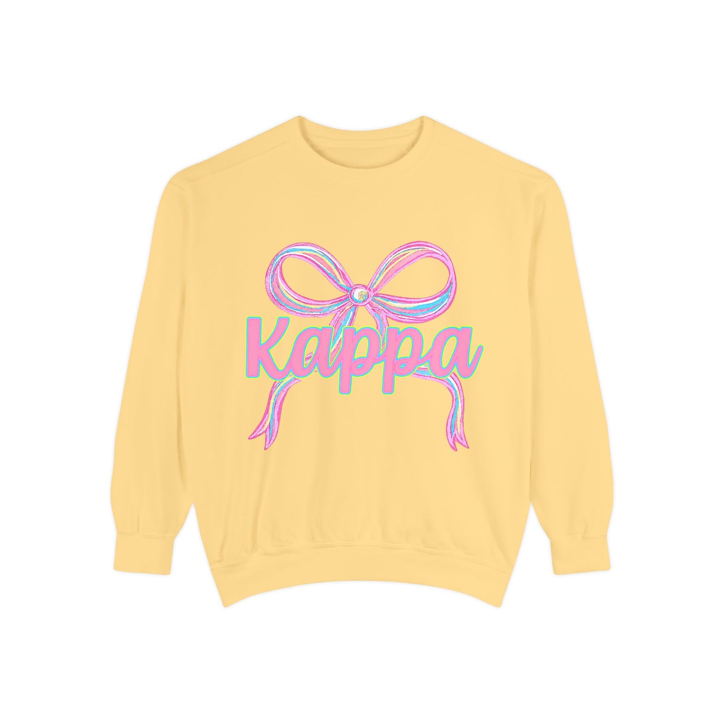 Kappa Bow Sweatshirt, Unisex Garment-Dyed Sweatshirt, Cozy Fashion, Fall Wardrobe, College Spirit, Gift Idea, Trendy Apparel