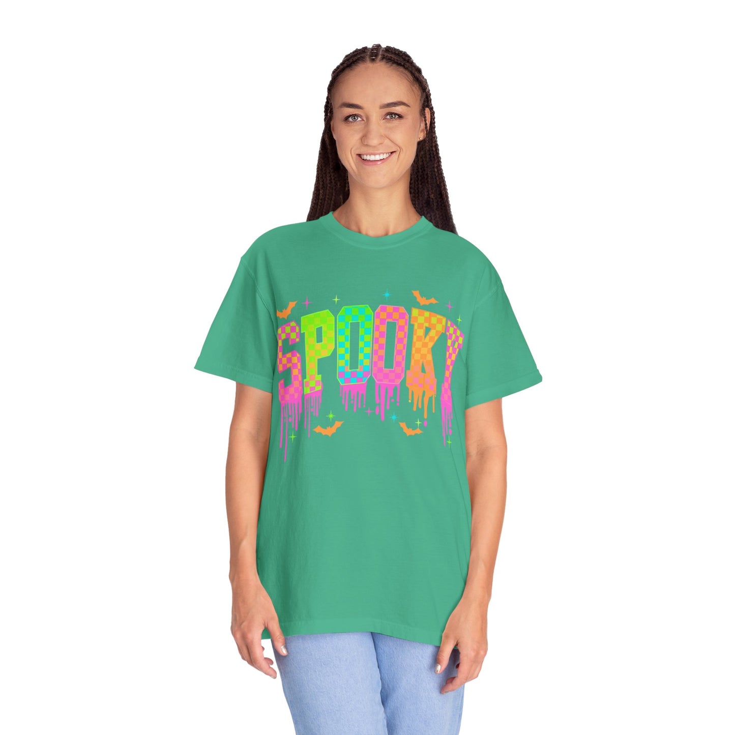 Colorful Neon Checkered Spooky T-Shirt