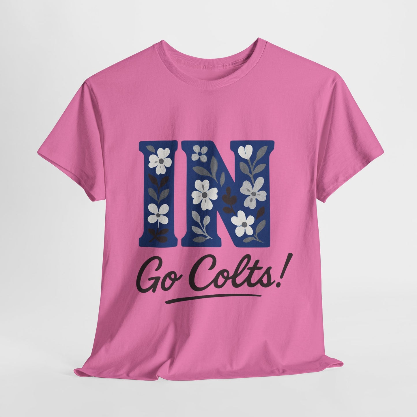 Floral Colts Tee | Unisex Heavy Cotton Tee for Sports Fans, Indiana Pride