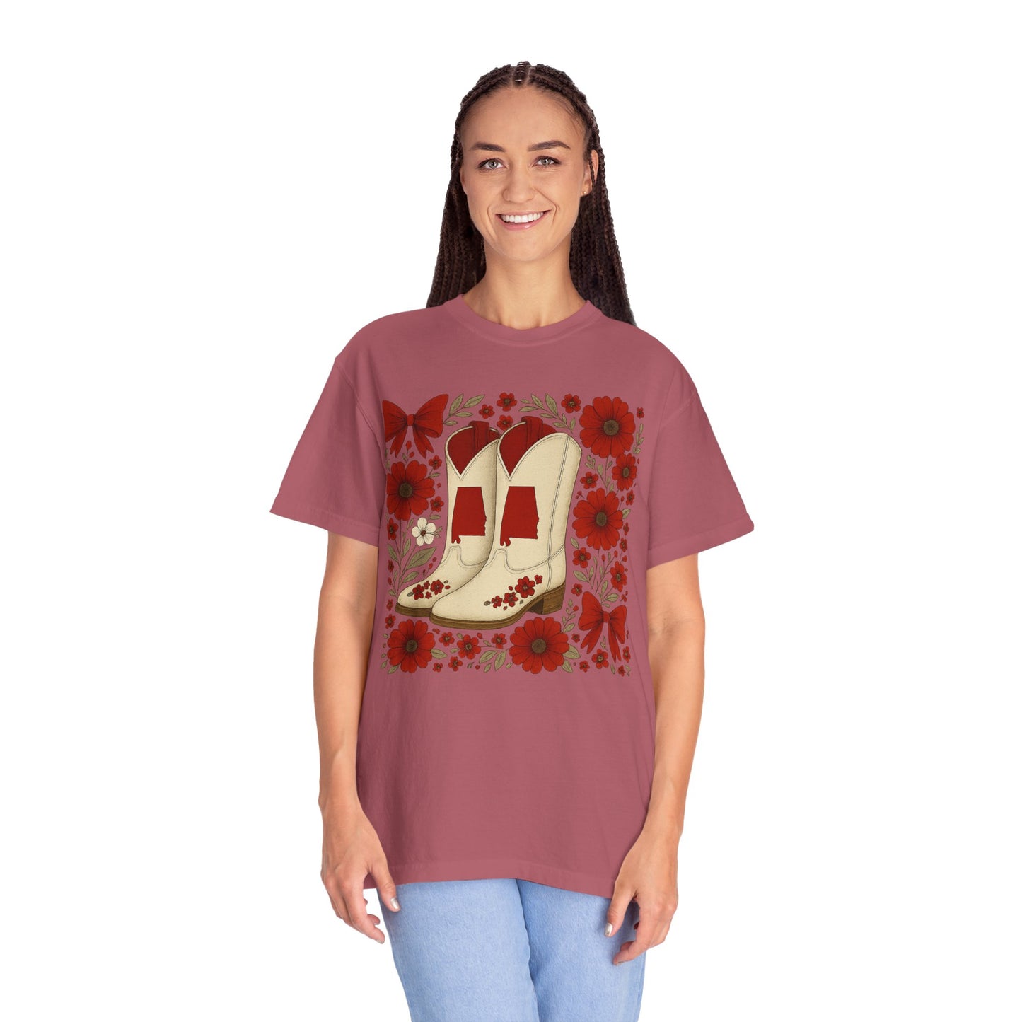 Vintage Cowboy Boots Floral Unisex T-shirt - Alabama Fan, Bama Game Day