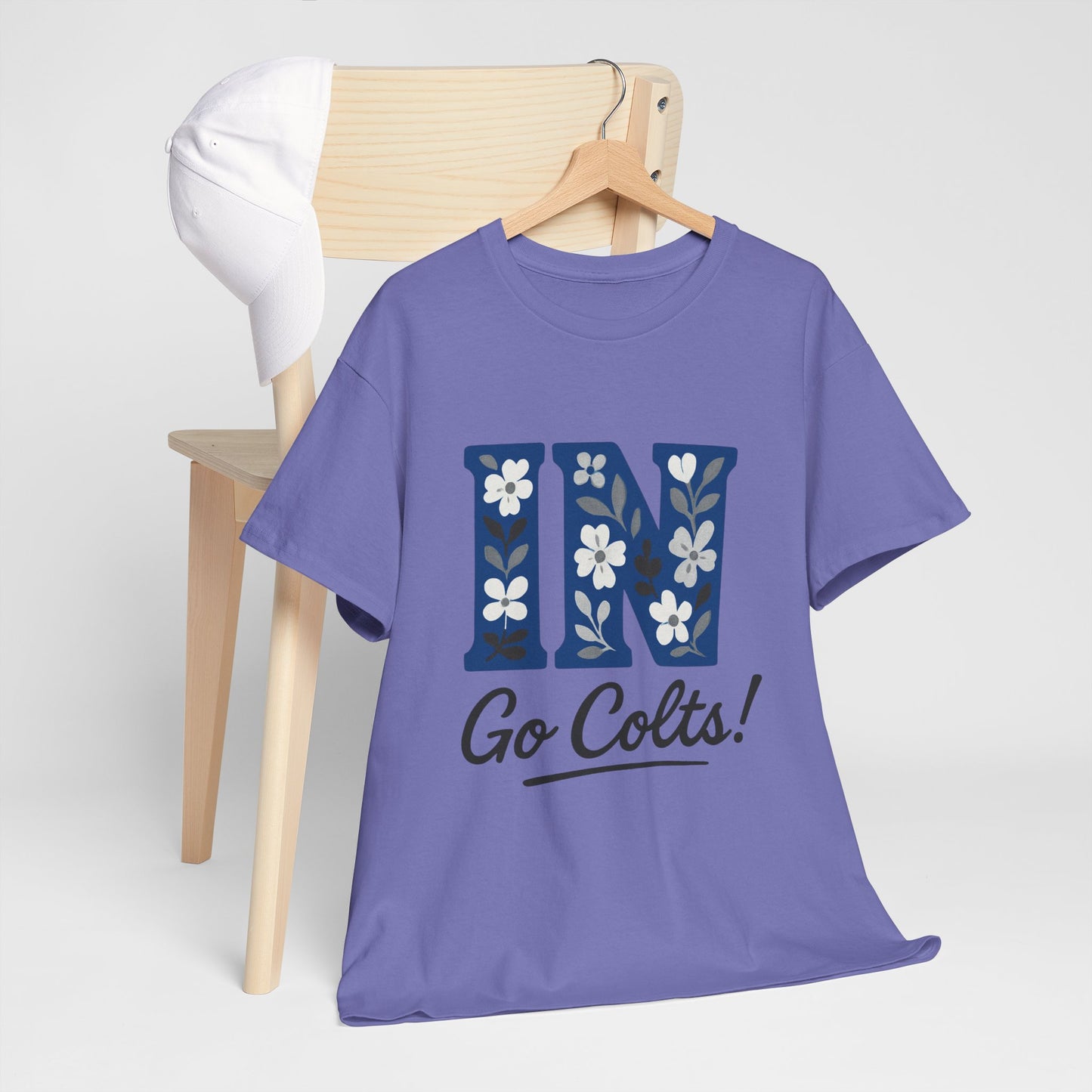 Floral Colts Tee | Unisex Heavy Cotton Tee for Sports Fans, Indiana Pride
