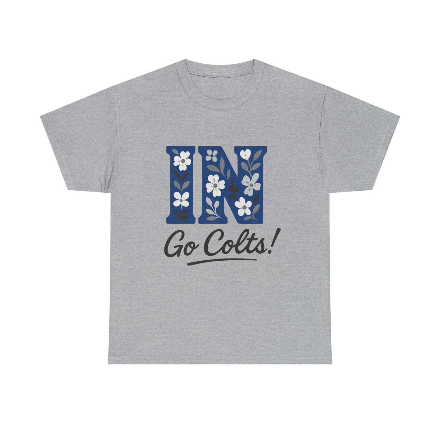 Floral Colts Tee | Unisex Heavy Cotton Tee for Sports Fans, Indiana Pride