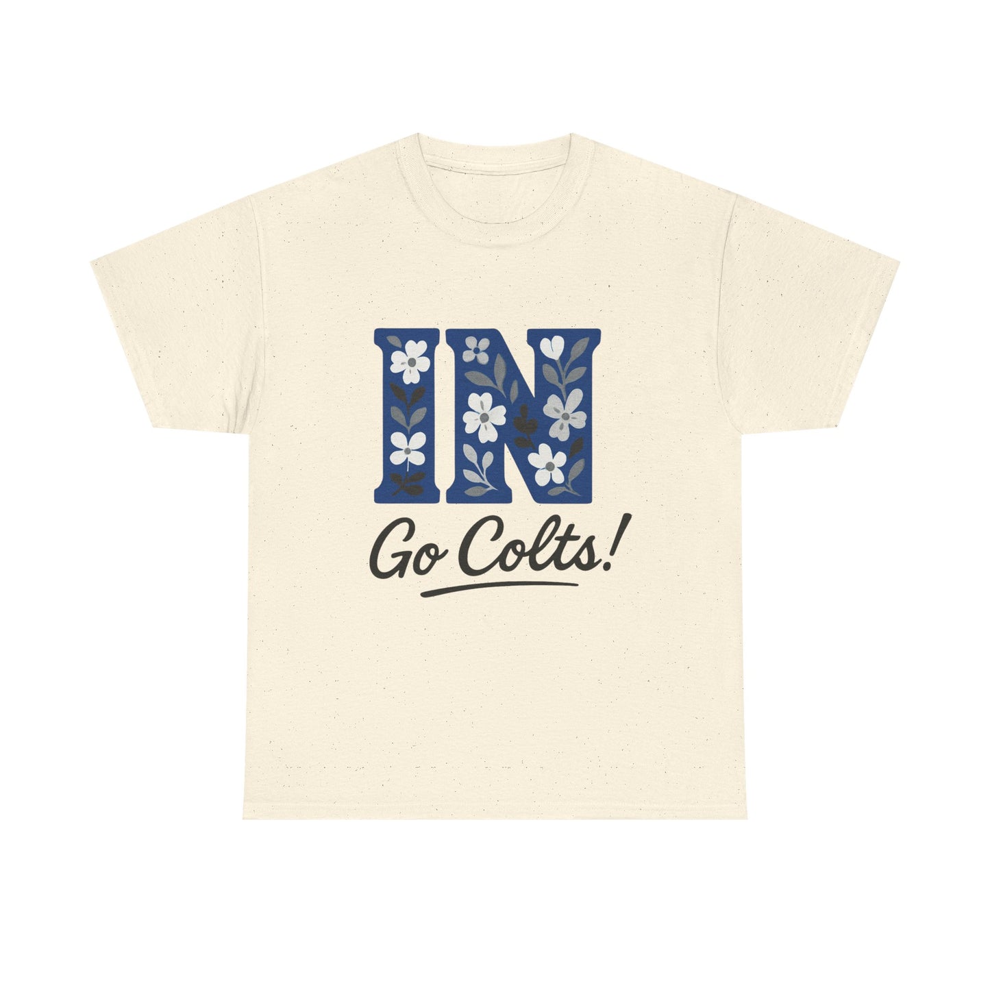 Floral Colts Tee | Unisex Heavy Cotton Tee for Sports Fans, Indiana Pride