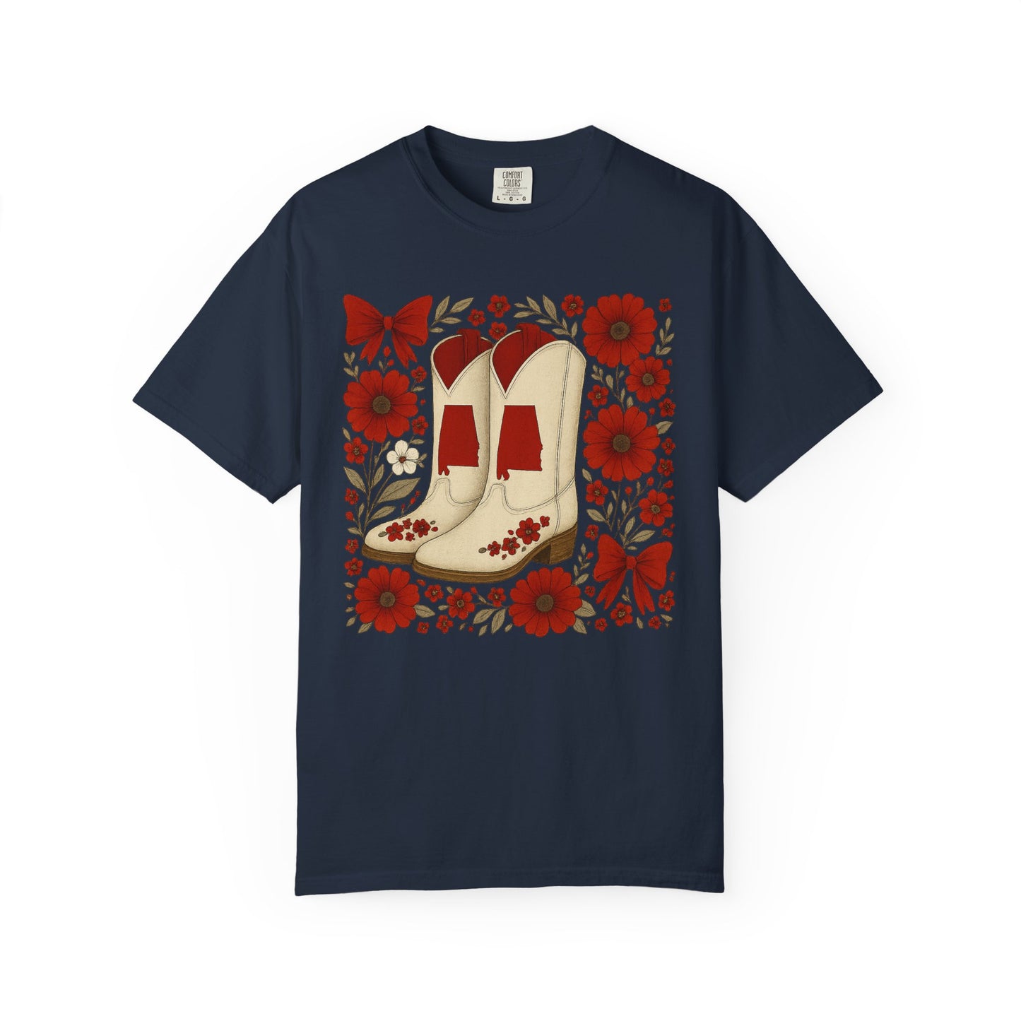 Vintage Cowboy Boots Floral Unisex T-shirt - Alabama Fan, Bama Game Day