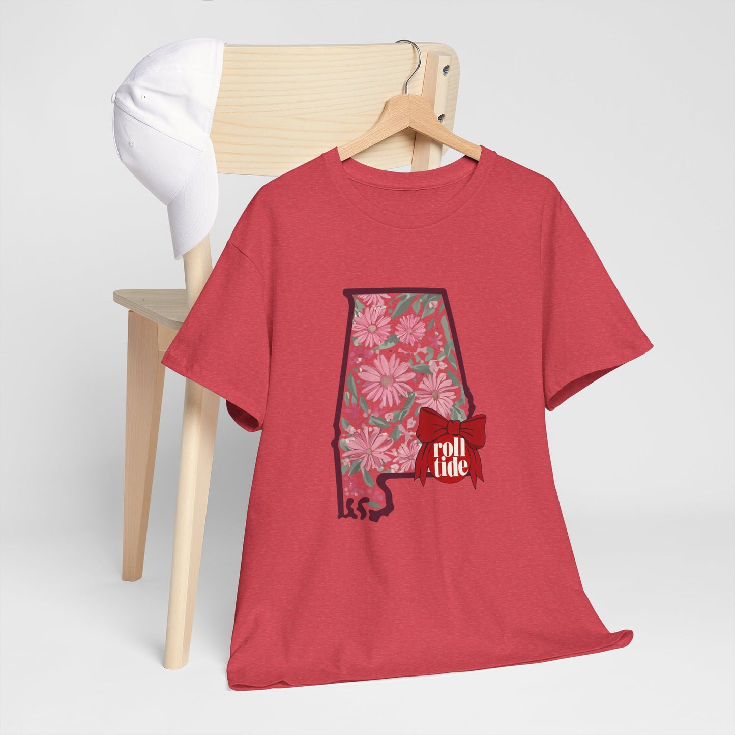 Floral Alabama Tee - Roll Tide Unisex Heavy Cotton T-Shirt, Casual Wear, Game Day Outfit, College Apparel, Southern Pride