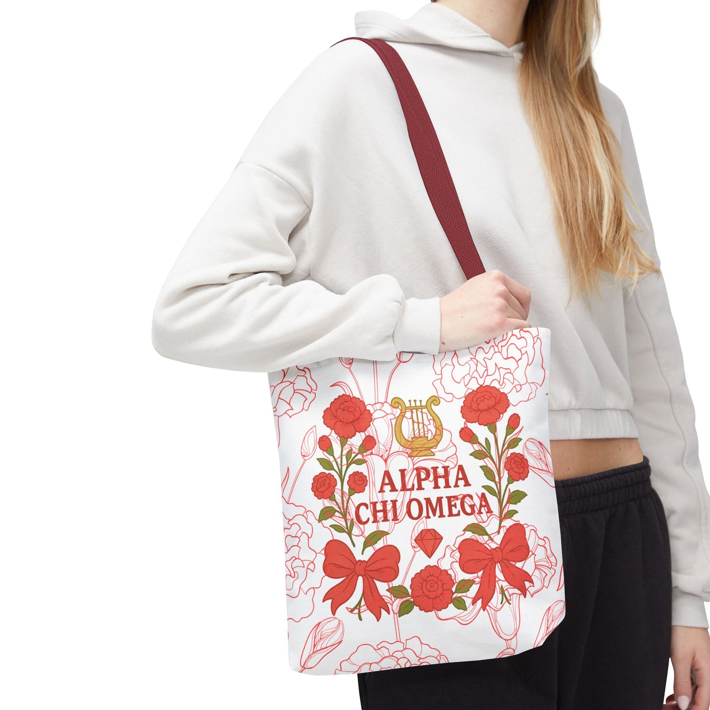 Floral Sorority Alpha Chi Omega Tote Bag, College Essentials, Gift for Sorority Sisters, Eco-Friendly Shopping Tote, Alpha Chi Omega Apparel