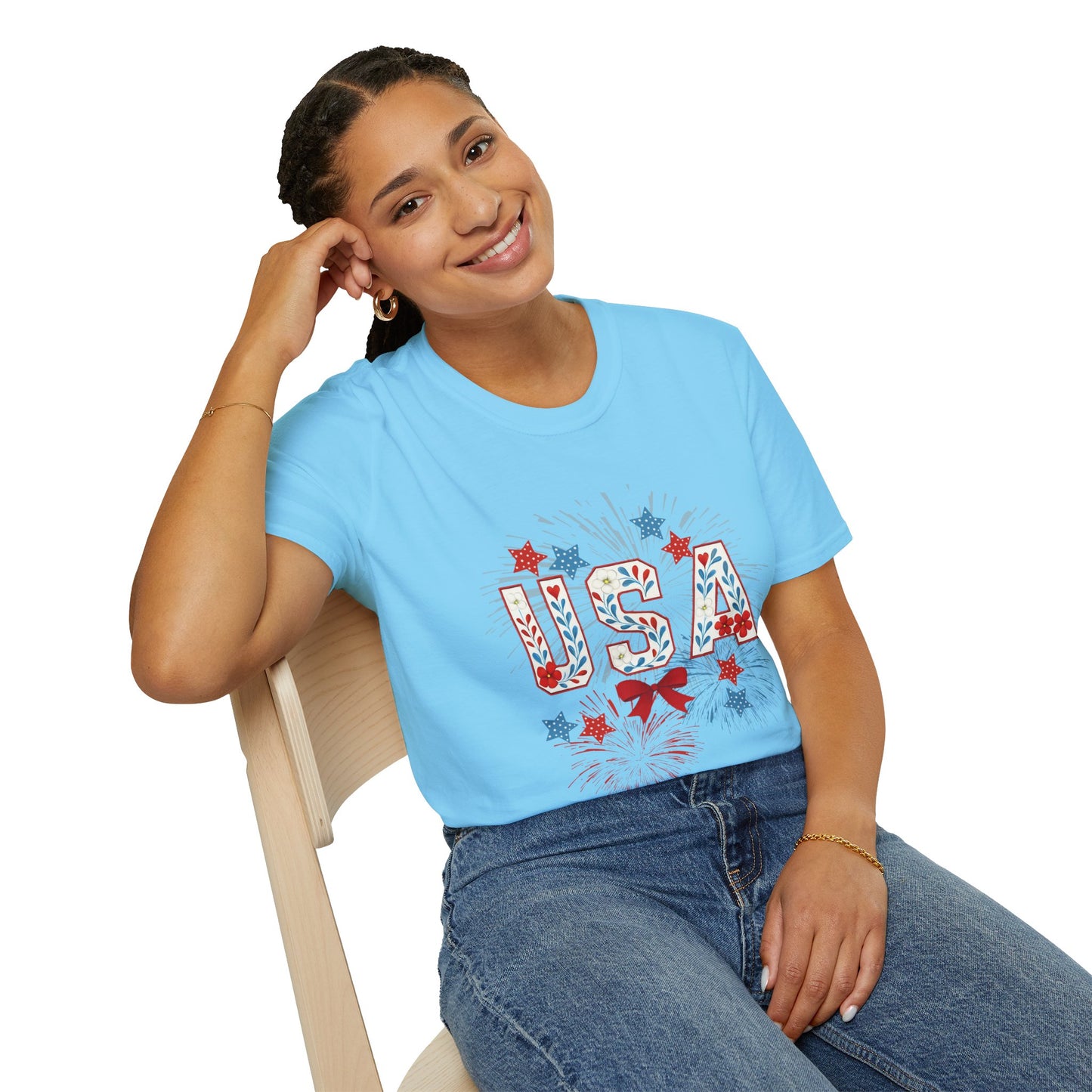 Patriotic USA Fireworks T-Shirt, 4th of July Tee, Unisex Graphic Shirt, Independence Day Apparel, Stars and Stripes Clothing