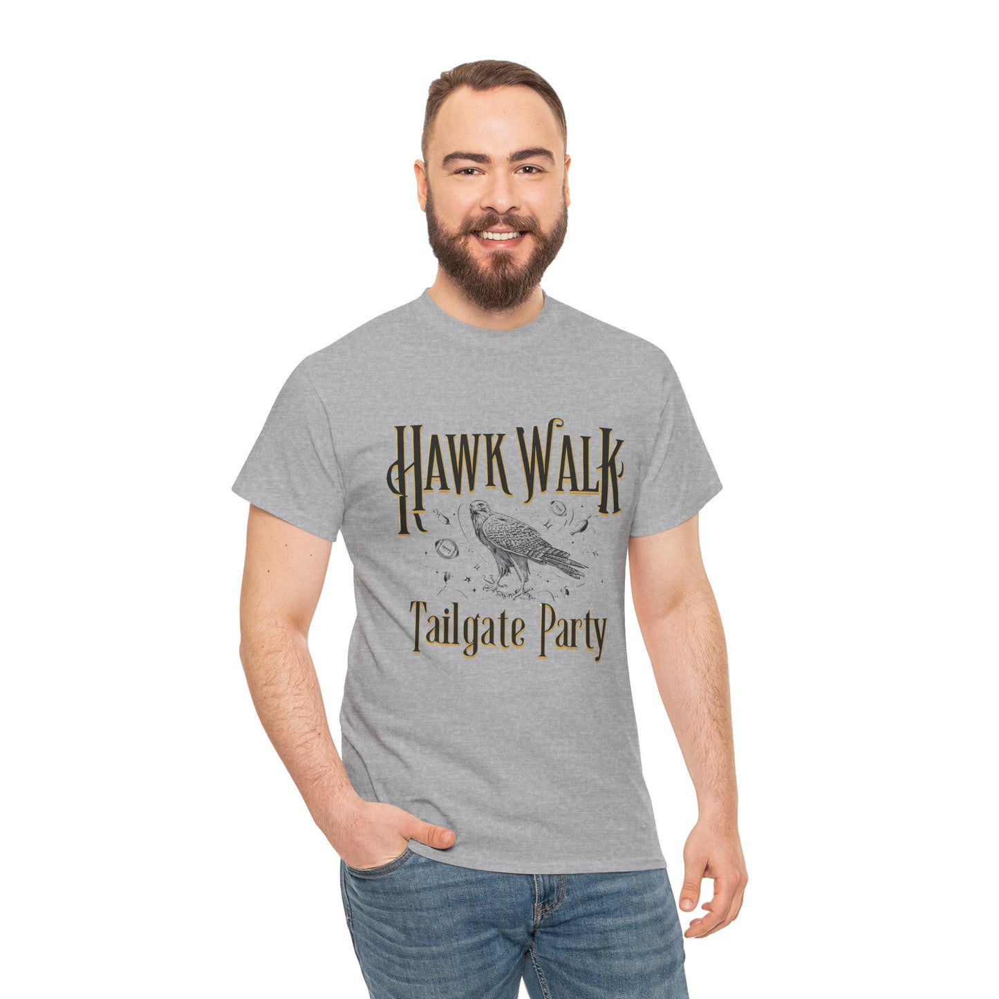 Hawk Walk Tailgate Tee, Unisex Cotton Shirt, Outdoor Event T-Shirt, Festival Wear, Bird Lover Gift, Sports Gathering Apparel